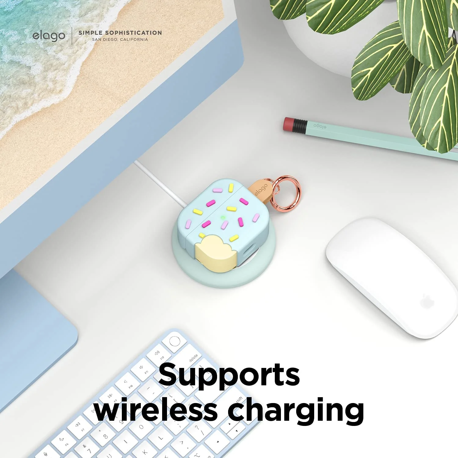 Ice Cream Case Compatible with AirPods 3rd Generation Case - Compatible with AirPods 3 Case Cover, Carabiner