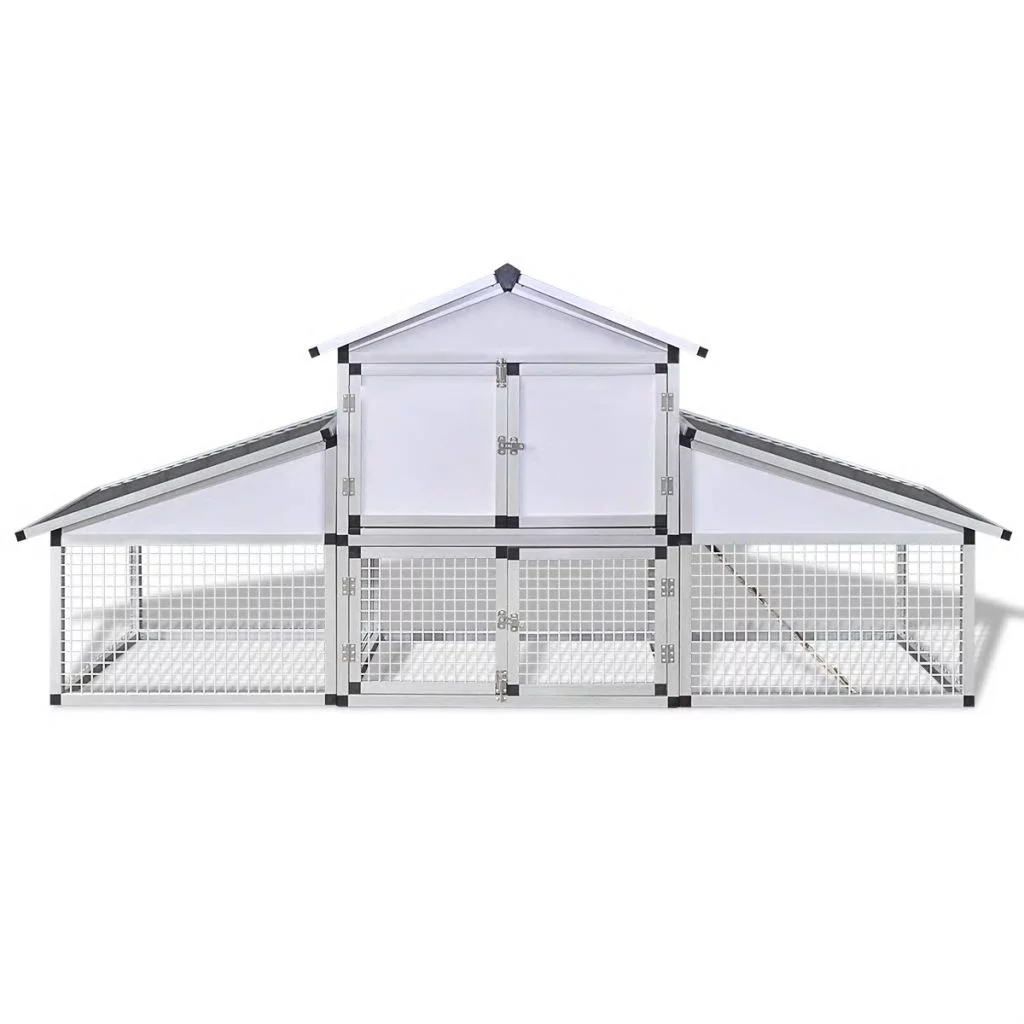 Carevas Chicken Coop with Runs and Nest Box Aluminum