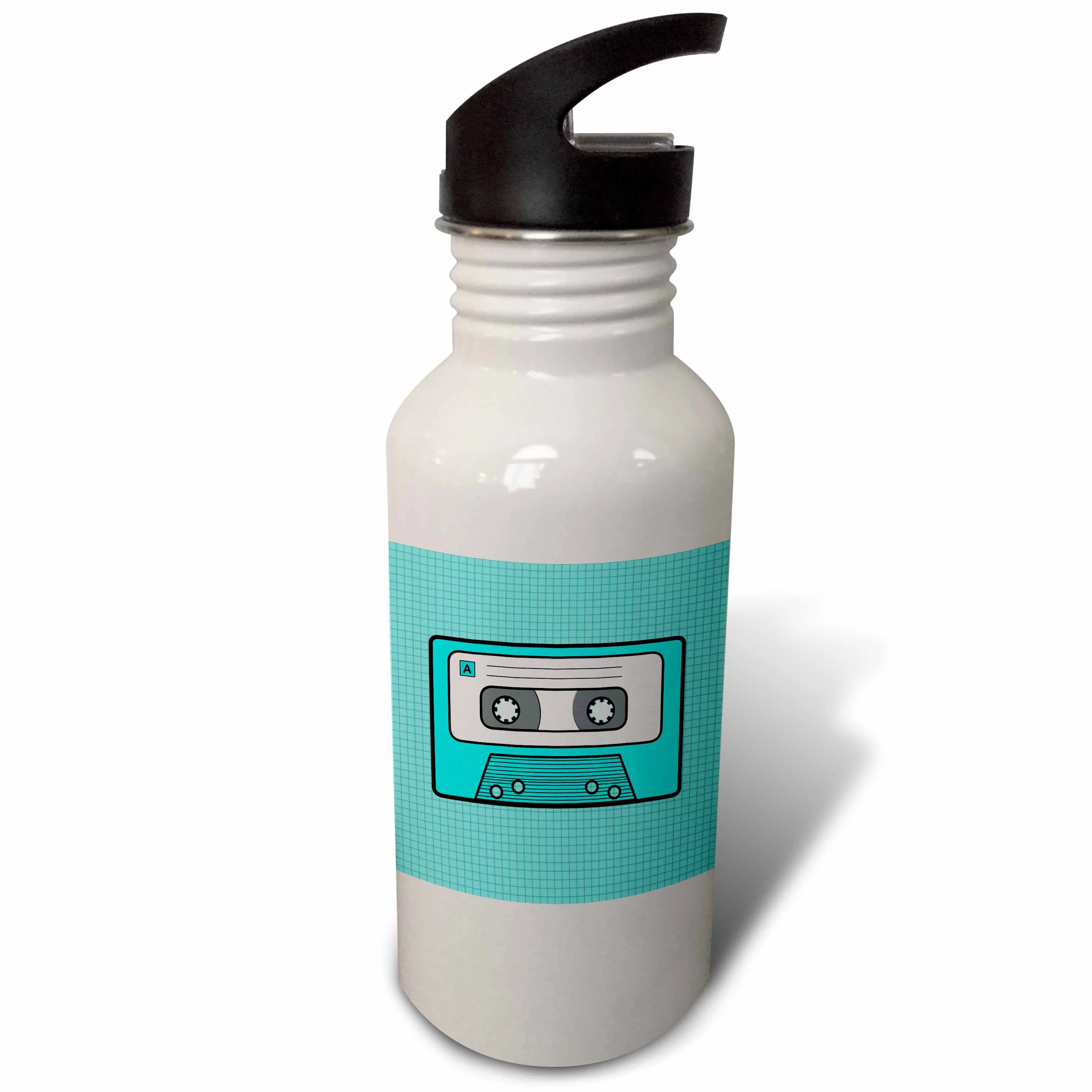 Cute Cartoon Mixtape Design on Blue - Retro Mix Tape 21 oz Sports Water Bottle wb-77649-1