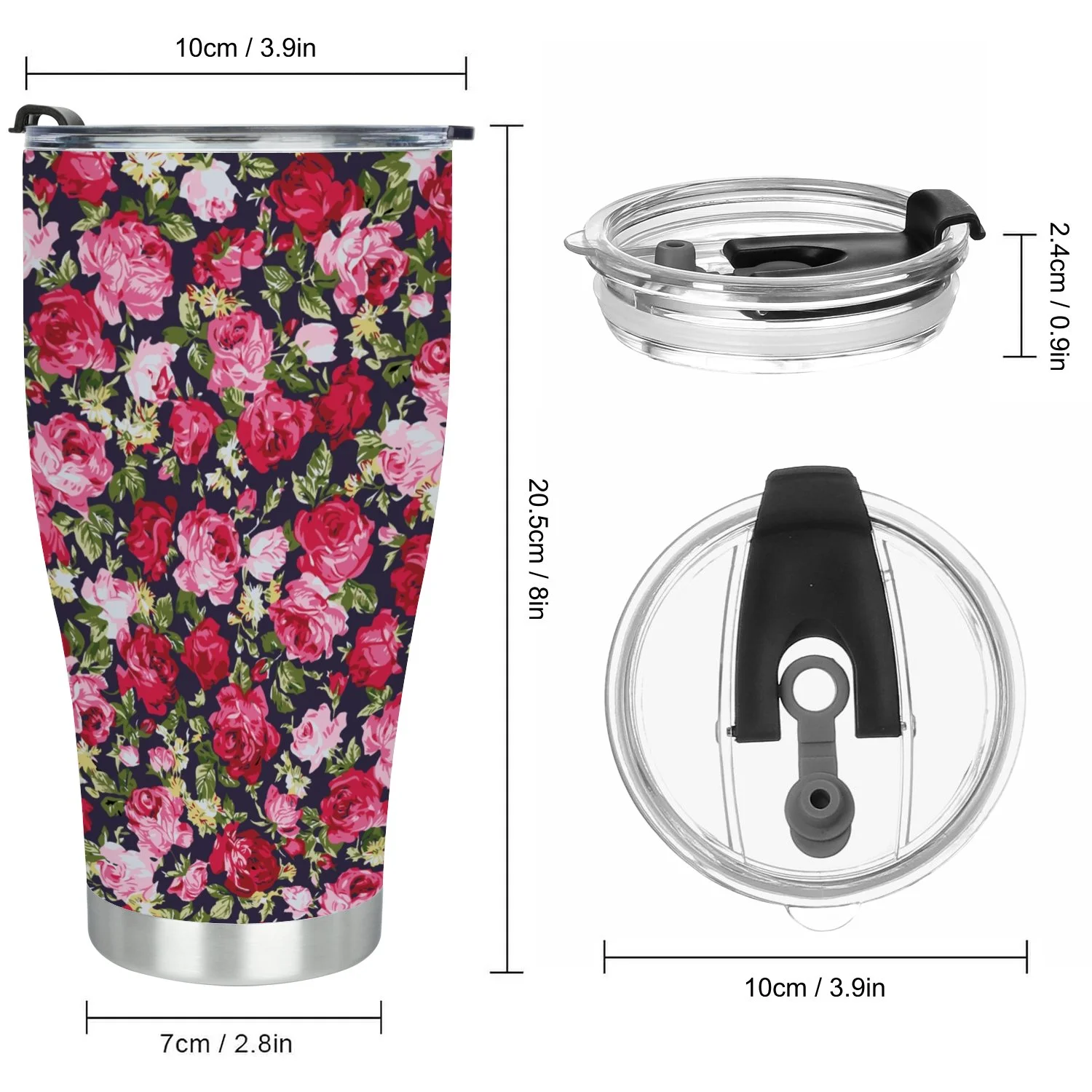 Hidove Stainless Steel Tumbler, Abstract Solid Flowers 30oz Leak Proof & Stainless Steel Bottle for Hot & Cold Drinks - Coffee Travel Mug, Water Metal Canteen, Thermal Cup