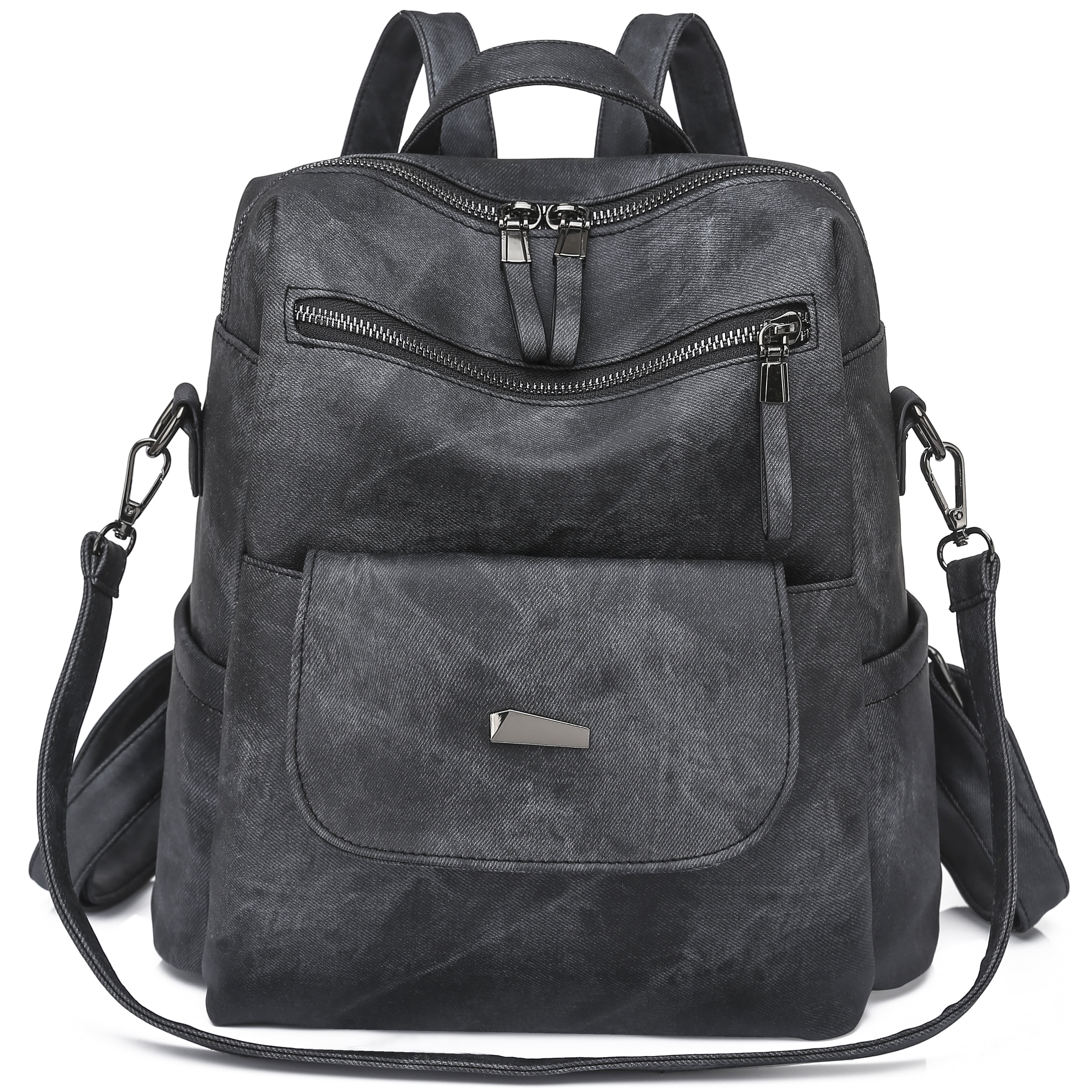 Women Backpack Anti-theft PU Leather Designer Travel Backpack , Fashion Shoulder Handbag, Black