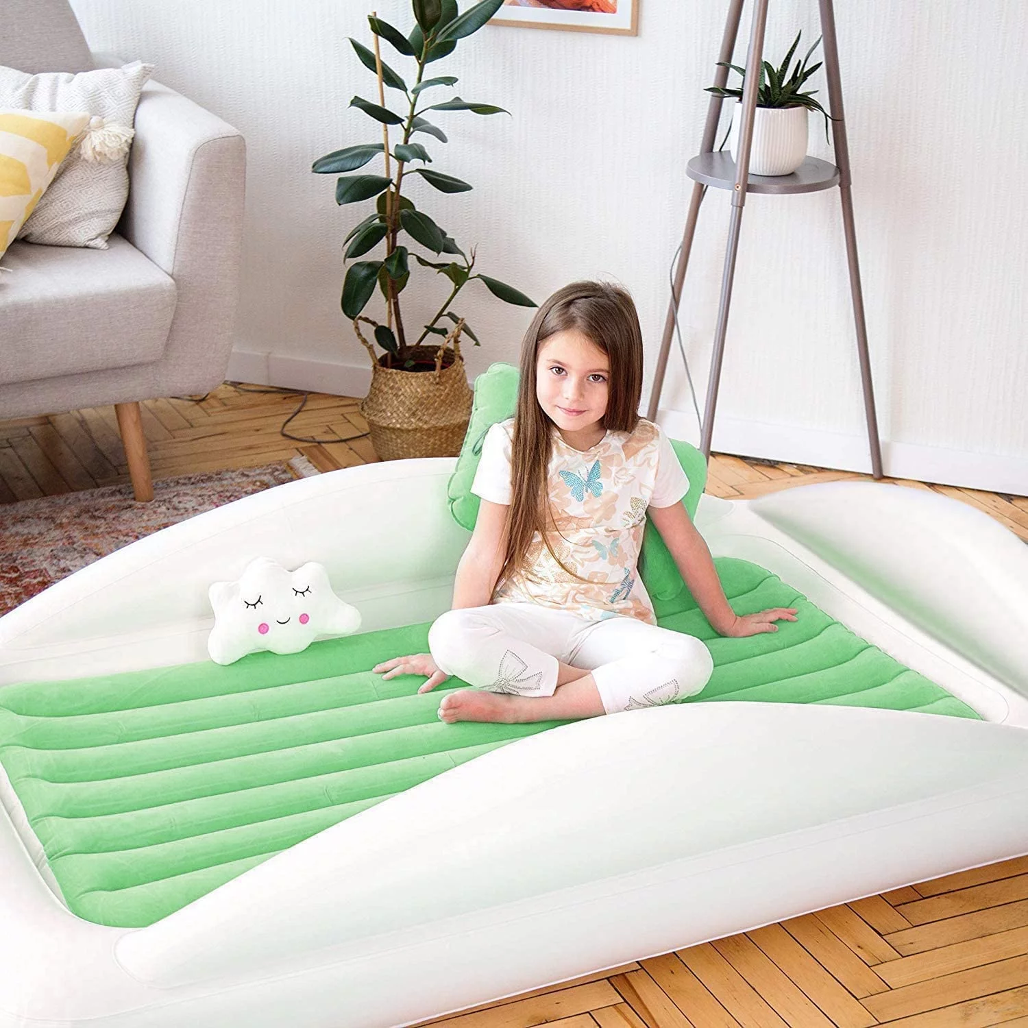 Sleepah Toddler Air Mattress - Inflatable Toddler Bed Set Includes Pump Pillow Carry Case Green