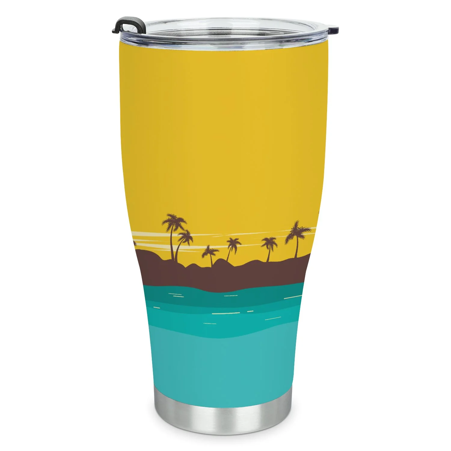 Hidove Stainless Steel Tumbler, Tropical Island 30oz Leak Proof & Stainless Steel Bottle for Hot & Cold Drinks - Coffee Travel Mug, Water Metal Canteen, Thermal Cup