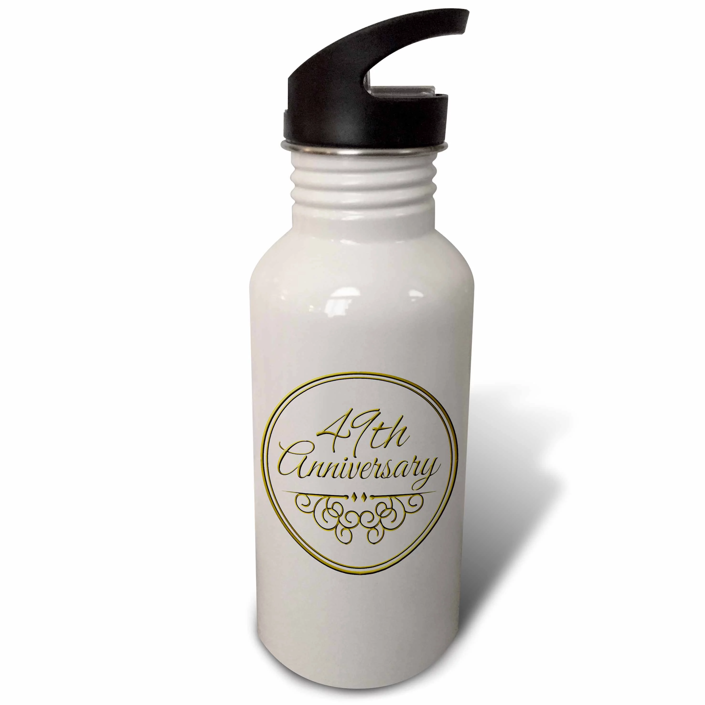 49th Anniversary gift - gold text for celebrating wedding anniversaries - 49 years married together 21 oz Sports Water Bottle wb-154491-1