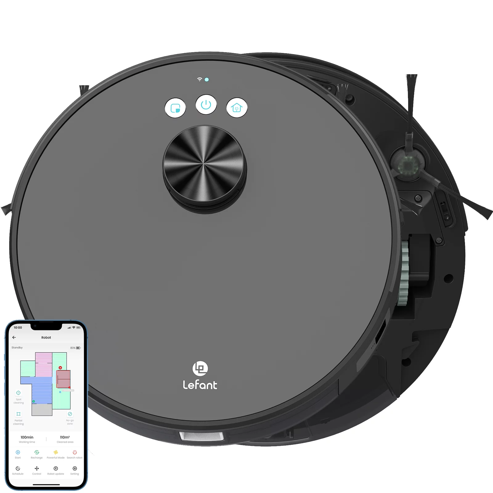 Lefant LS1 Robot Vacuum Cleaner, Home Mapping Robotic Vacuums, 3200Pa Strong Suction, Lidar Navigation, Ideal for Pet Hair, Hard Floors and Carpets
