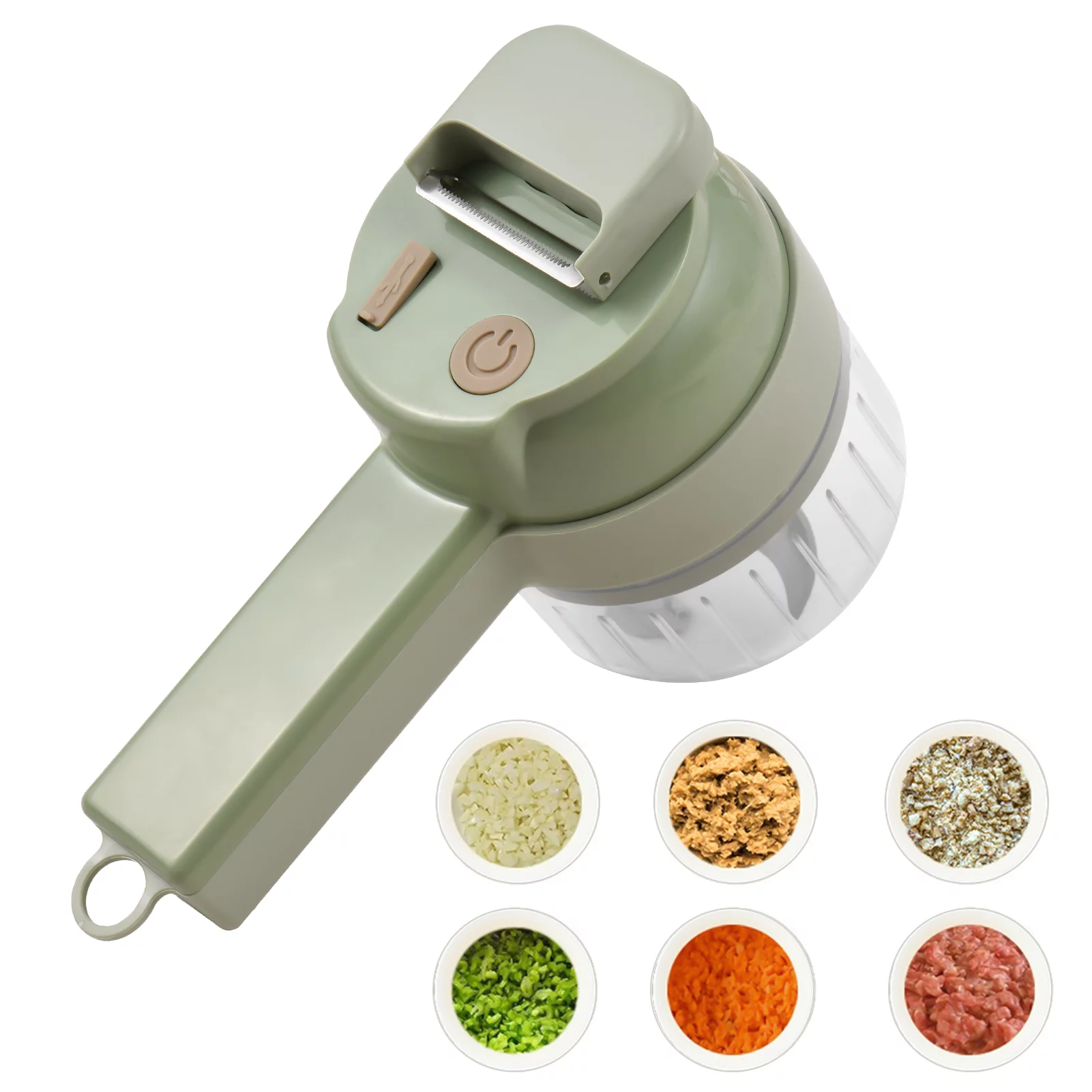 Shinysix Electric Grinder 4 in 1 Handheld Food Chopper Set with USB PoweredWireless Vegetable Cutter for Garlic, Chili, and More