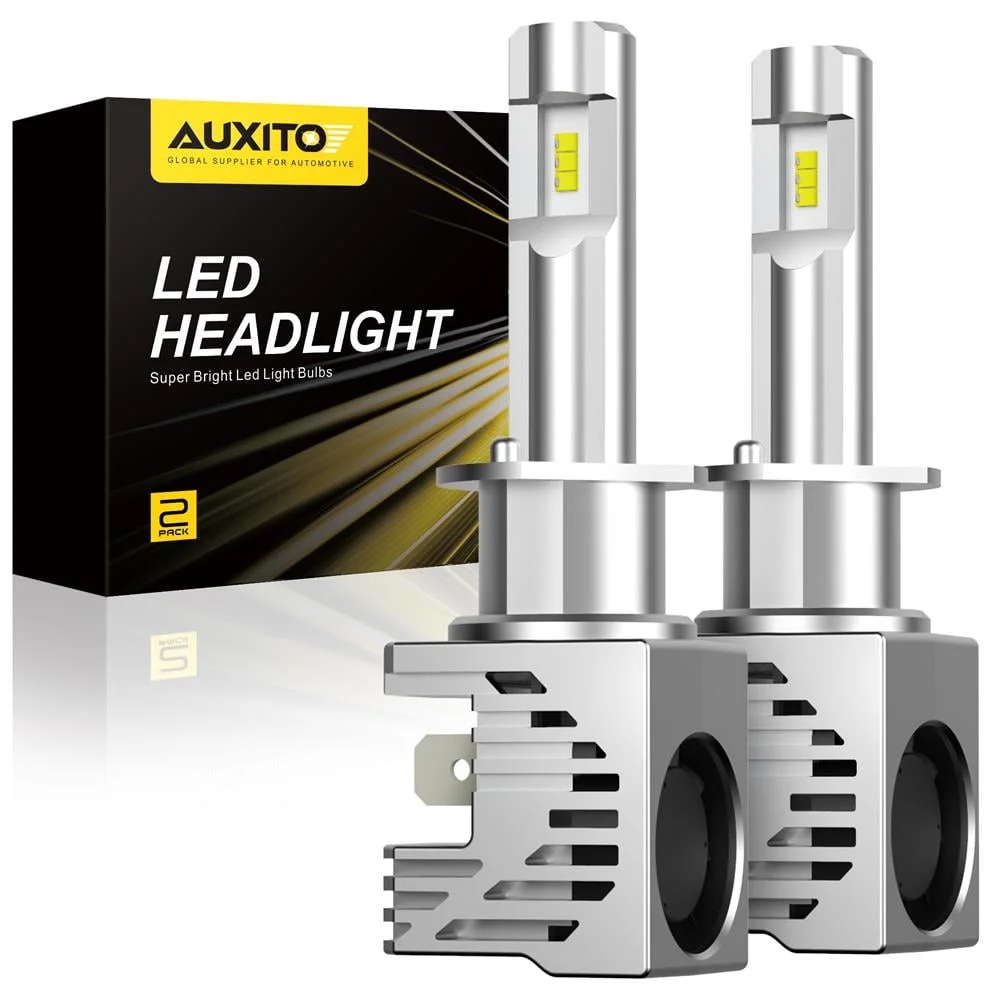 AUXITO H1 LED Headlight Bulbs, 12000LM Per Set, 6500K Xenon White, Mini Size Wireless Headlight, Pack of 2