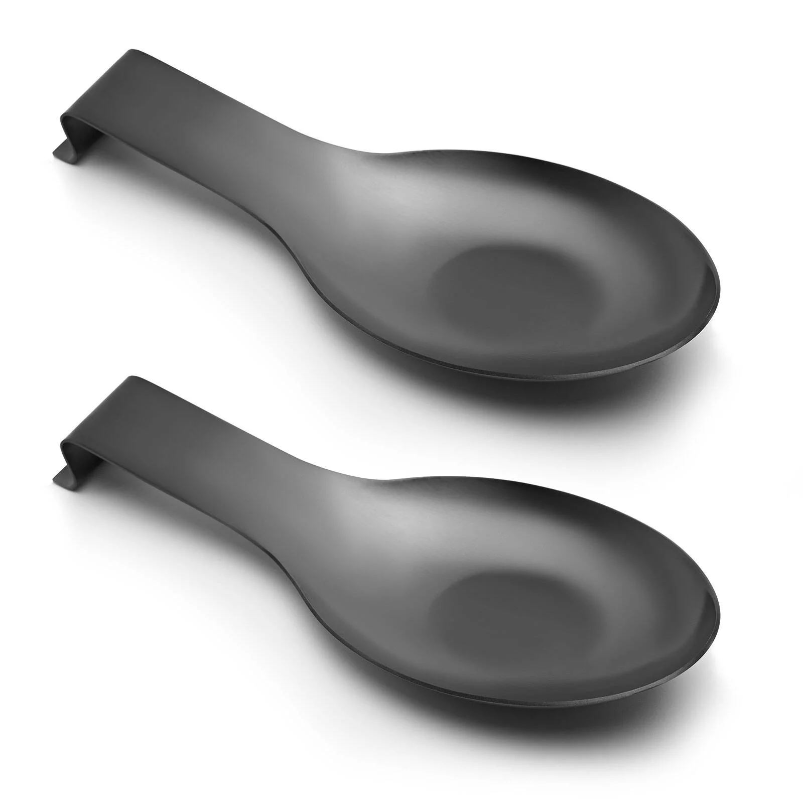 Stainless Steel Black Spoon Rest for Kitchen Counter Cooking Utensil Rest Spoon Ladle Holder for Stove Top Rust Resistant Large Size Spatula Rest Dishwasher Safe 9.61 x 3.74 Inch(2PCS)