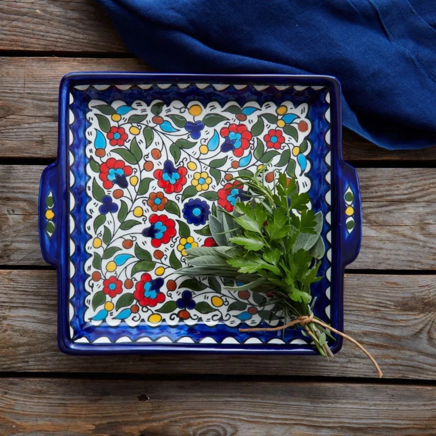 Ceramic Palestine Floral Serving Dish Set of 3