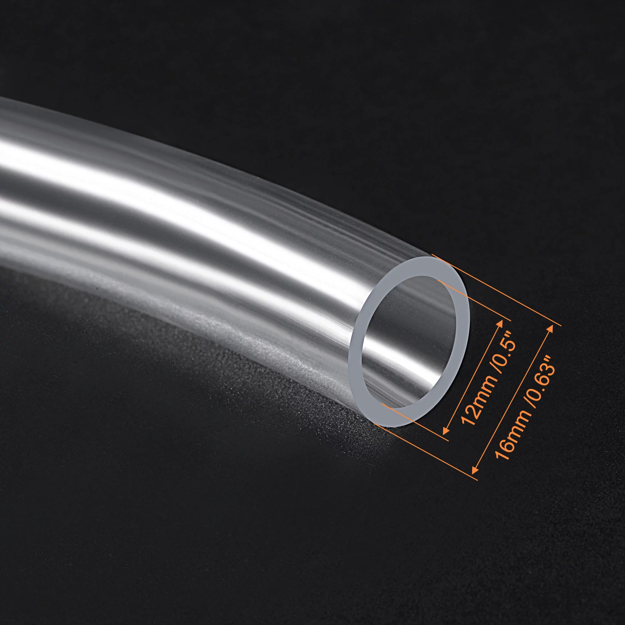 Uxcell 12mm ID 16mm(5/8-inch) OD 8ft PVC Clear Vinyl Tubing Plastic Pipe Air Water Hose