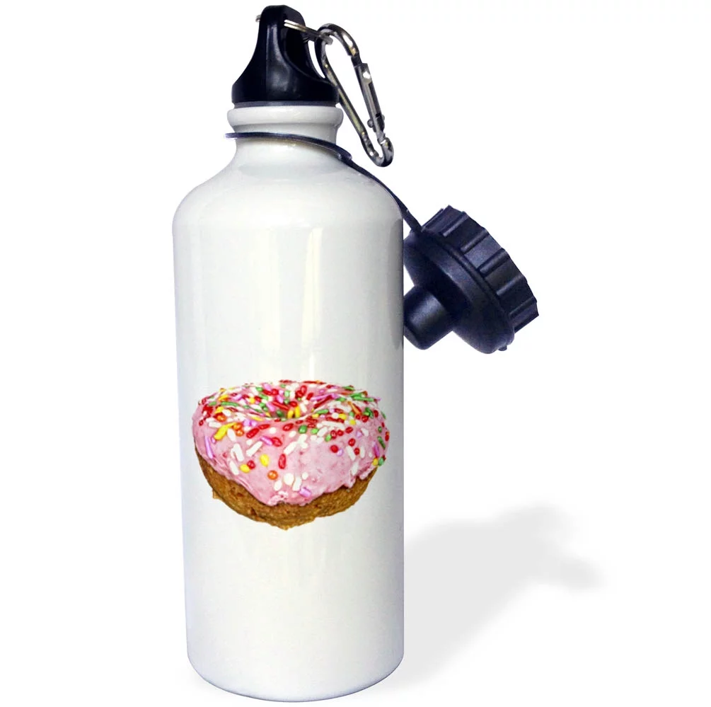 3dRose Strawberry Glazed Donut with Sprinkles - Straw Water Bottle, 21-ounce