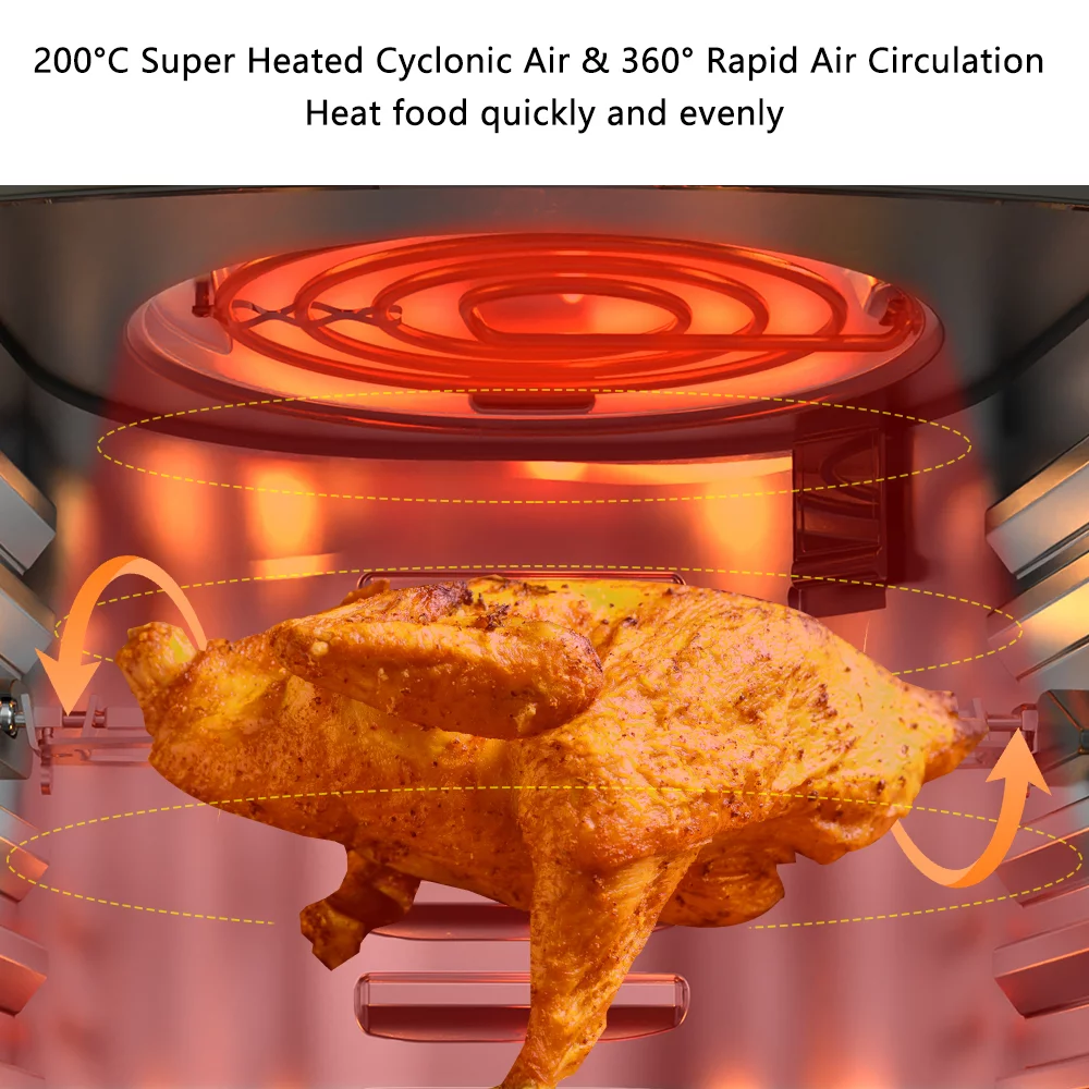 Air Fryer Max XL Digital Hot Oven Cooker, One Touch Screen with 8 Cooking Functions, Preset and Shake Reminder, 5.8 QT, Black