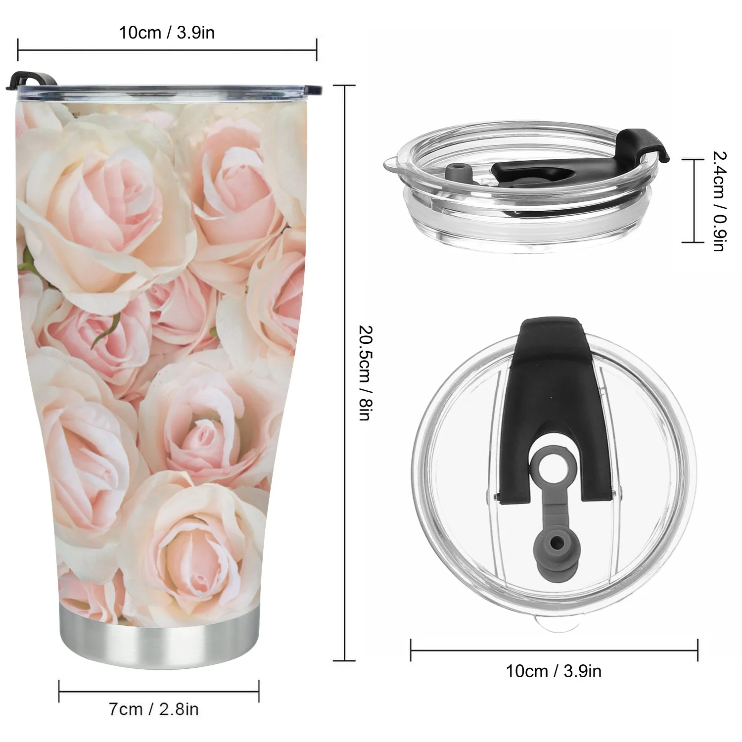 Hidove Stainless Steel Tumbler, Pink Rose for Backgrounds 30oz Leak Proof & Stainless Steel Bottle for Hot & Cold Drinks - Coffee Travel Mug, Water Metal Canteen, Thermal Cup