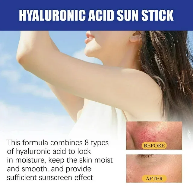 Hyaluronic Acid Airy Sun Stick SPF 50+ PA++++ 0.77 oz - Effective UV Protection with 8 Types of Hyaluronic Acid, Reef-safe, Non-nano Sunscreen 3PCS