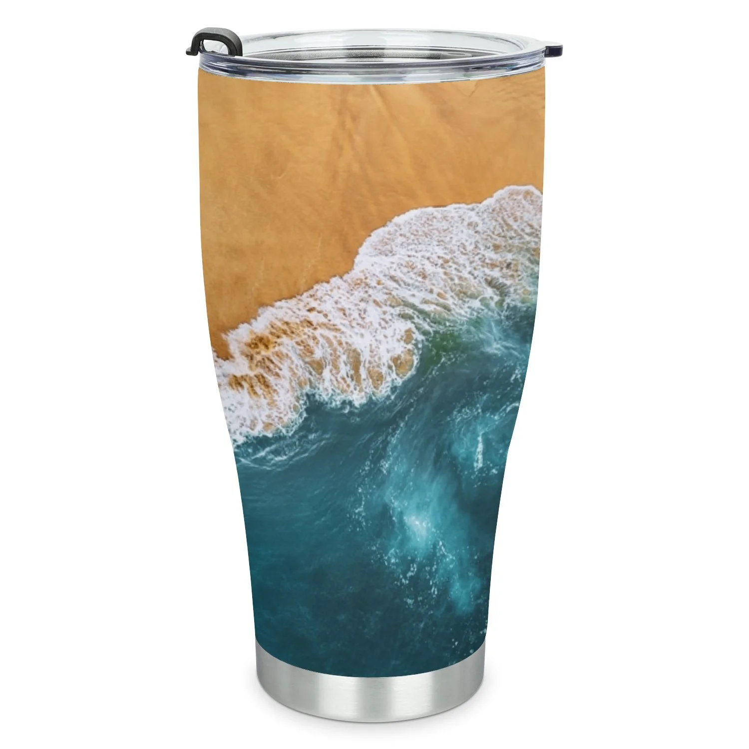 Hidove Stainless Steel Tumbler, Sandy Beach 30oz Leak Proof & Stainless Steel Bottle for Hot & Cold Drinks - Coffee Travel Mug, Water Metal Canteen, Thermal Cup