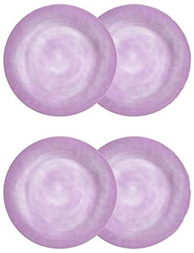 Northeast Home Goods Solid Swirl Melamine Round Dinner Plates, Set of 4 (Lavender)