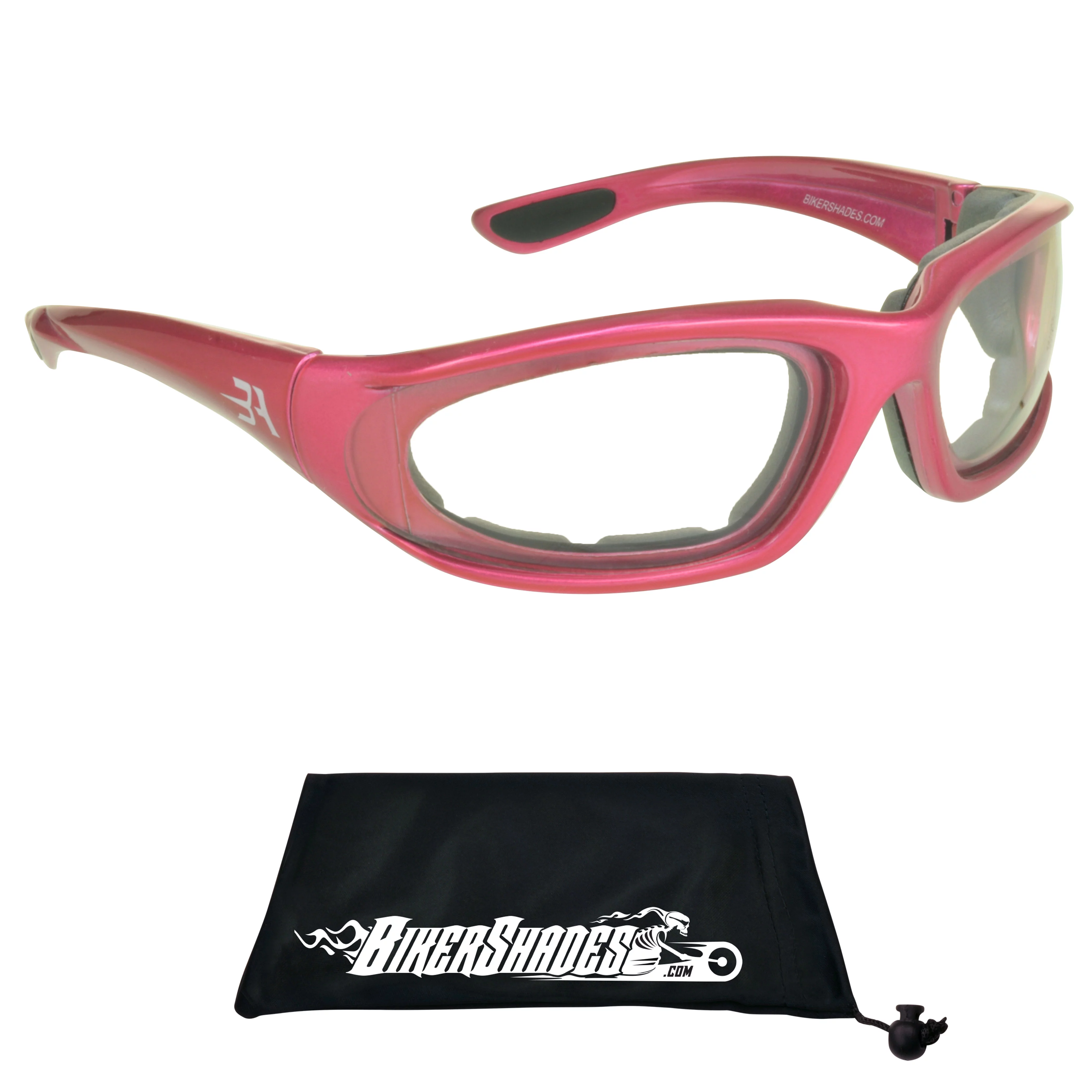 Bikershades Pink Frame Women Small Transitional Motorcycle Photochromic Day Night Sunglass