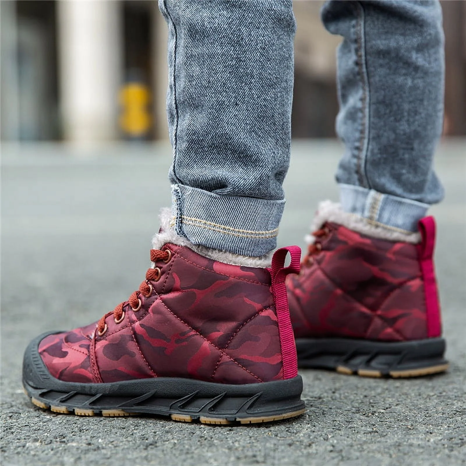 Engtoy Boys Snow Boots Winter Waterproof Slip Resistant Cold Weather Shoes Little Kid/Big Kid