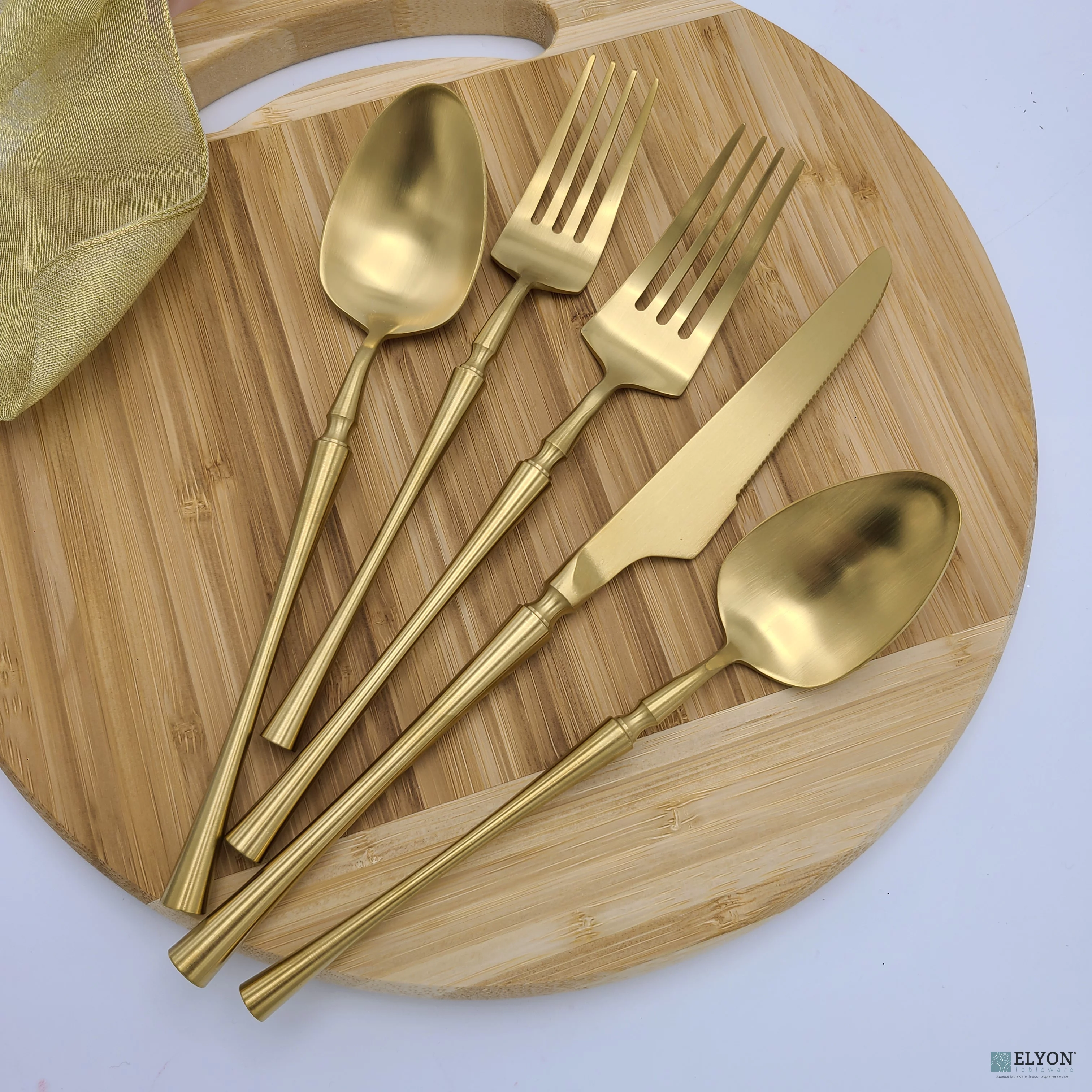 Elyon Tableware® 20-Piece Noelle Matte Gold Flatware Set, Stainless Steel, Service For 4