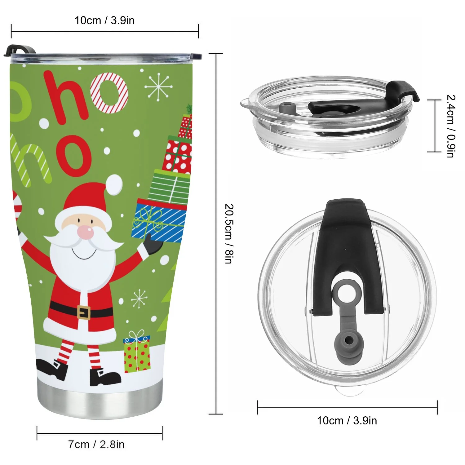 Hidove Stainless Steel Tumbler, Christmas Santa 30oz Leak Proof & Stainless Steel Bottle for Hot & Cold Drinks - Coffee Travel Mug, Water Metal Canteen, Thermal Cup