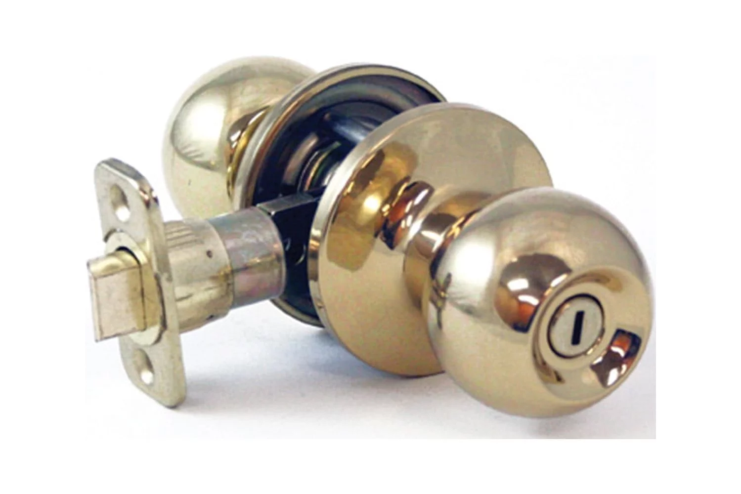 Atlas Ball Privacy Locking Door Knob, Polished Brass