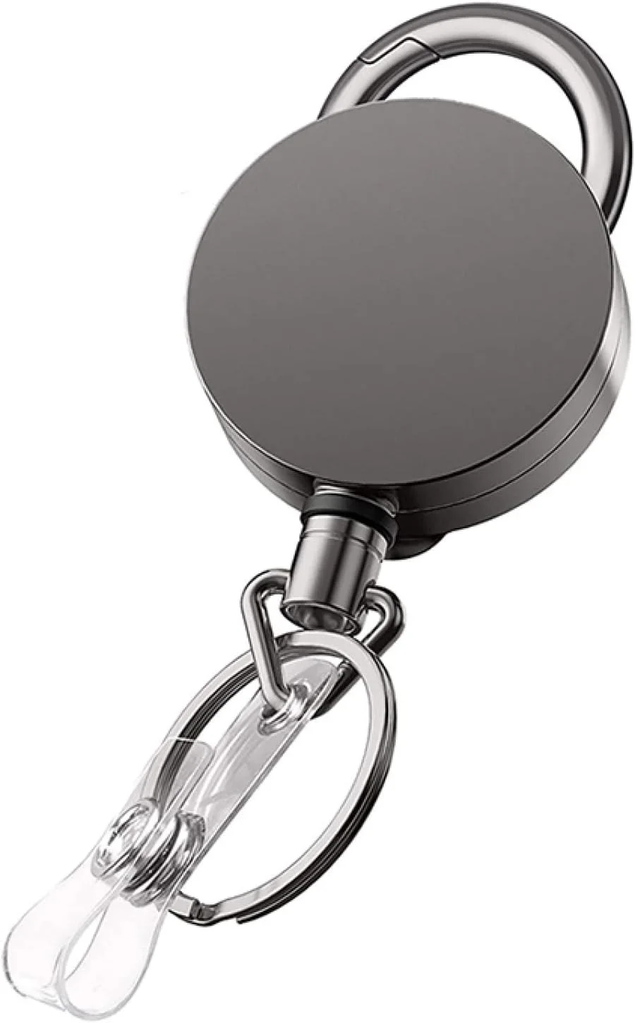 2023 2pcs Retractable Belt Clip Upgrade Retractable Badge Carabiner Key Chain with Extendable Strong Spring Lanyard Reel and Metal Split Ring