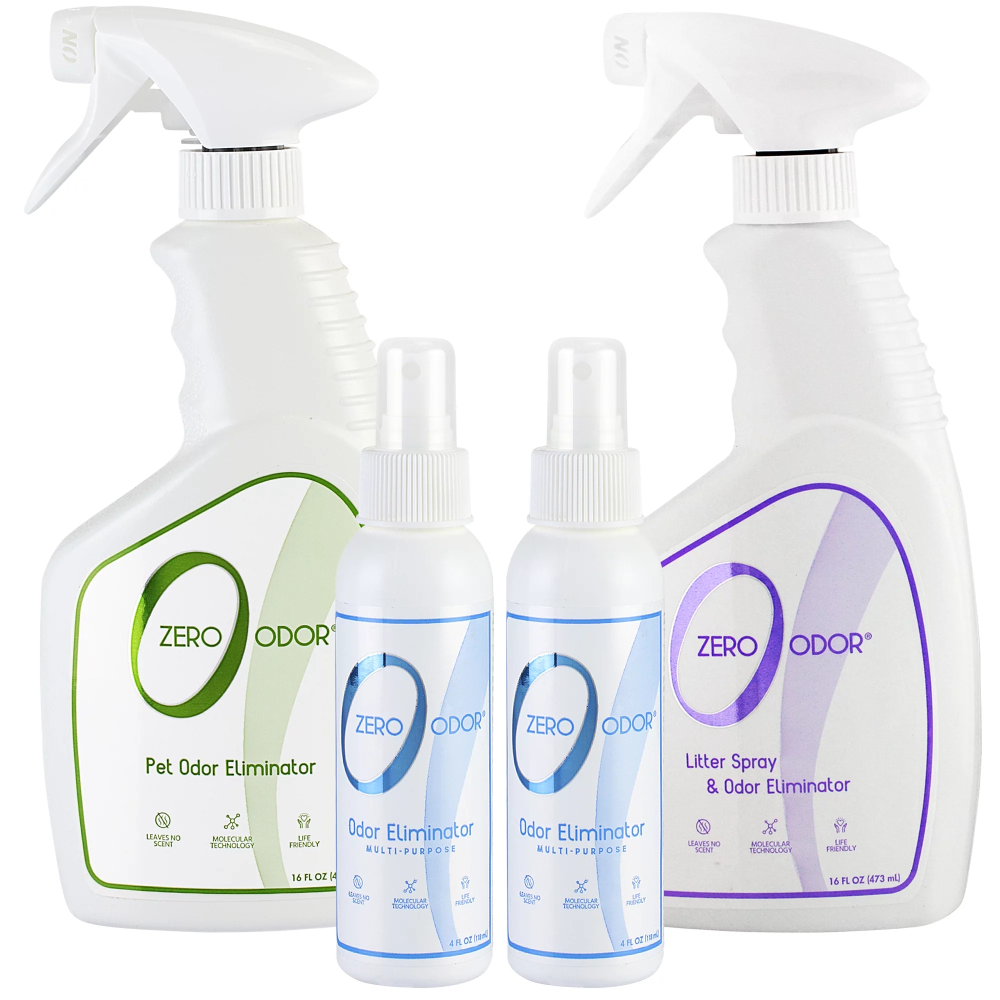 Zero Odor Cat Odor Eliminator Spray Kit with Litter Box Deodorizer Smell Remover