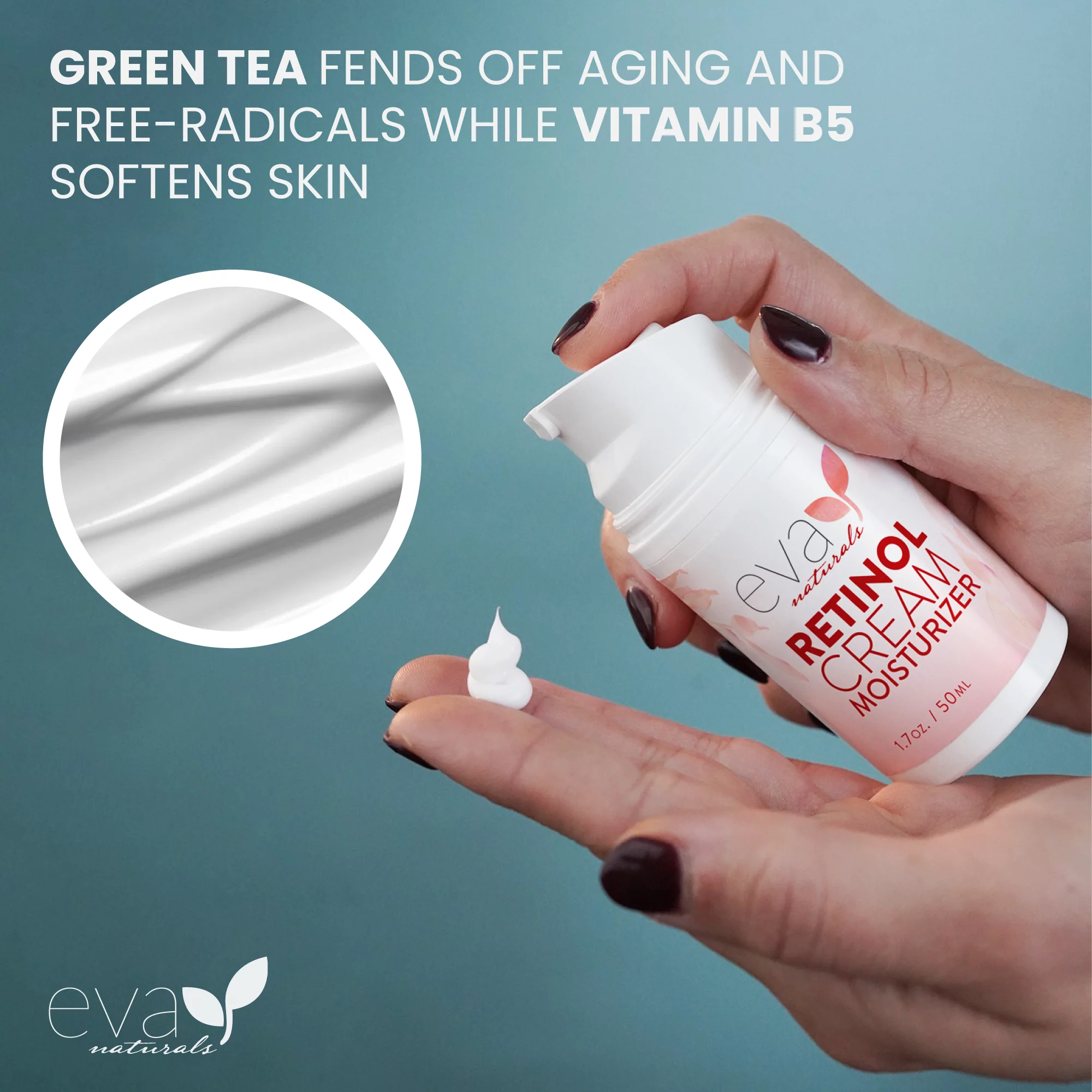 Eva Naturals Retinol Cream Moisturizer Anti-Wrinkles and Fine Lines (White) (1.7 oz)