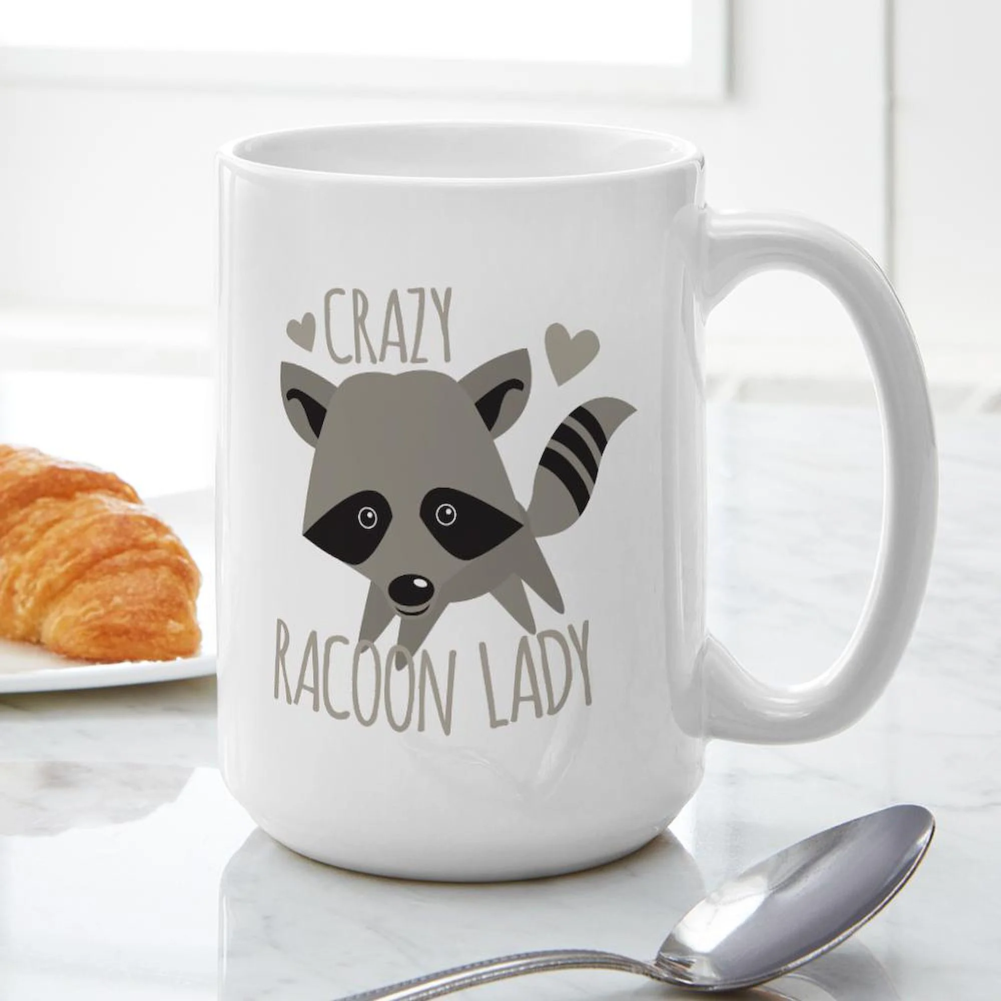CafePress - Crazy Racoon Lady Mugs - 15 oz Ceramic Large Mug