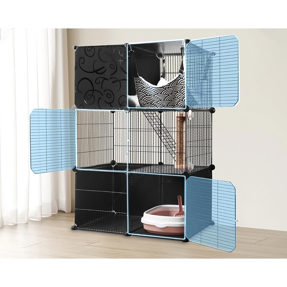 DIY Cat Cages Indoor Cat Enclosure Playpen with Cat Litter Box