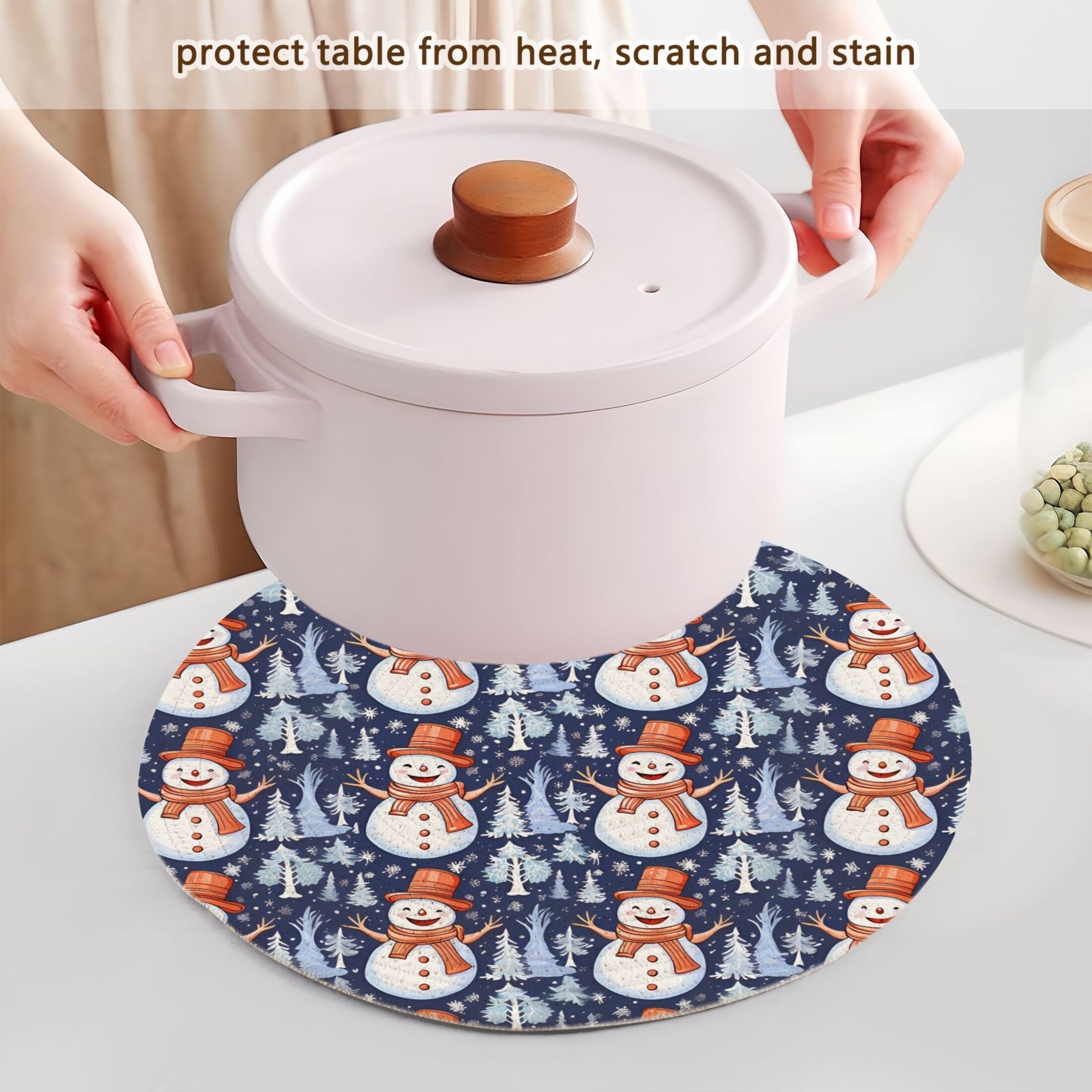 Christmas Snowman and Trees 3 PCs Pot Holders Trivets Kitchen 15