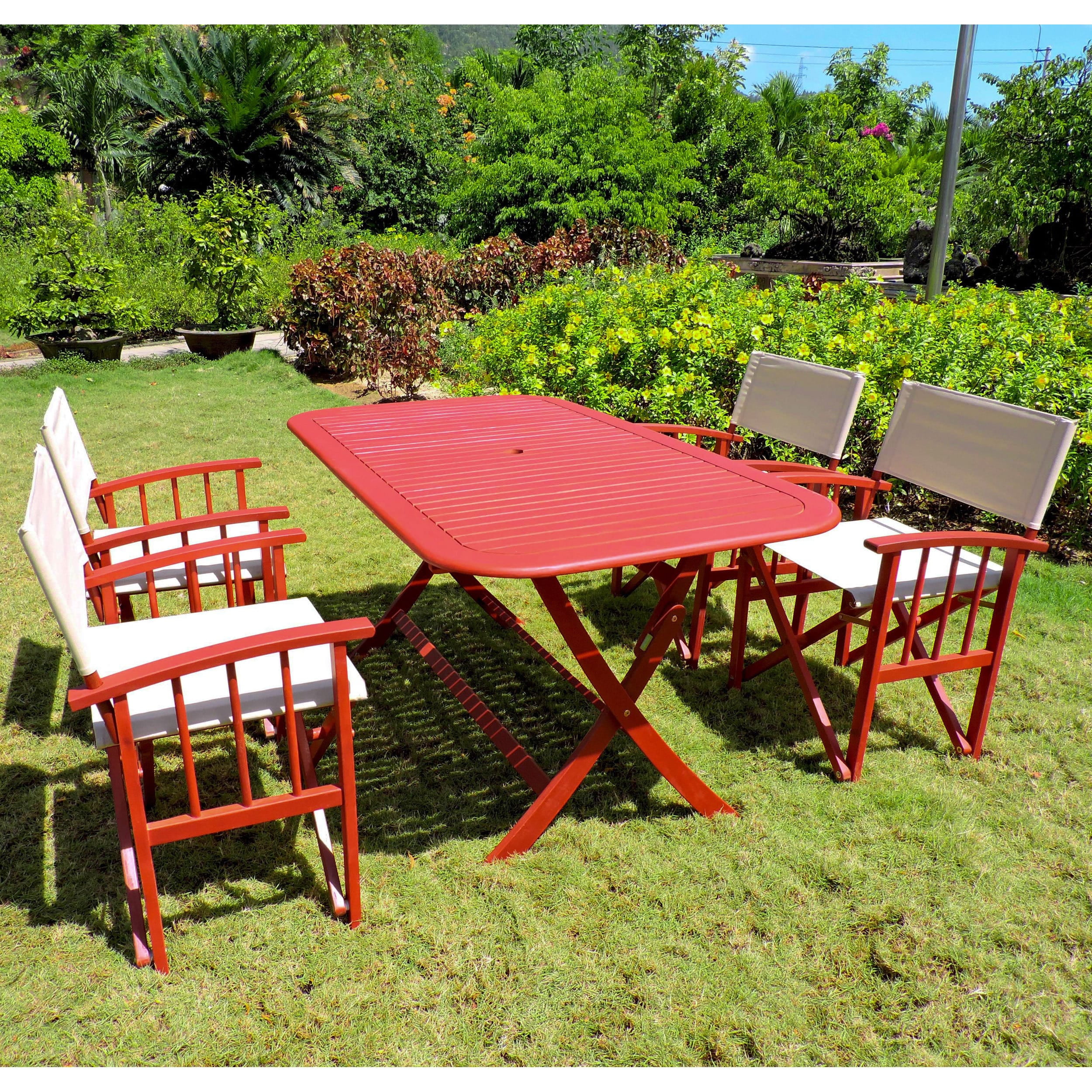 International Caravan  Acacia Hardwood Outdoor Folding Dining Set (Set of 5)