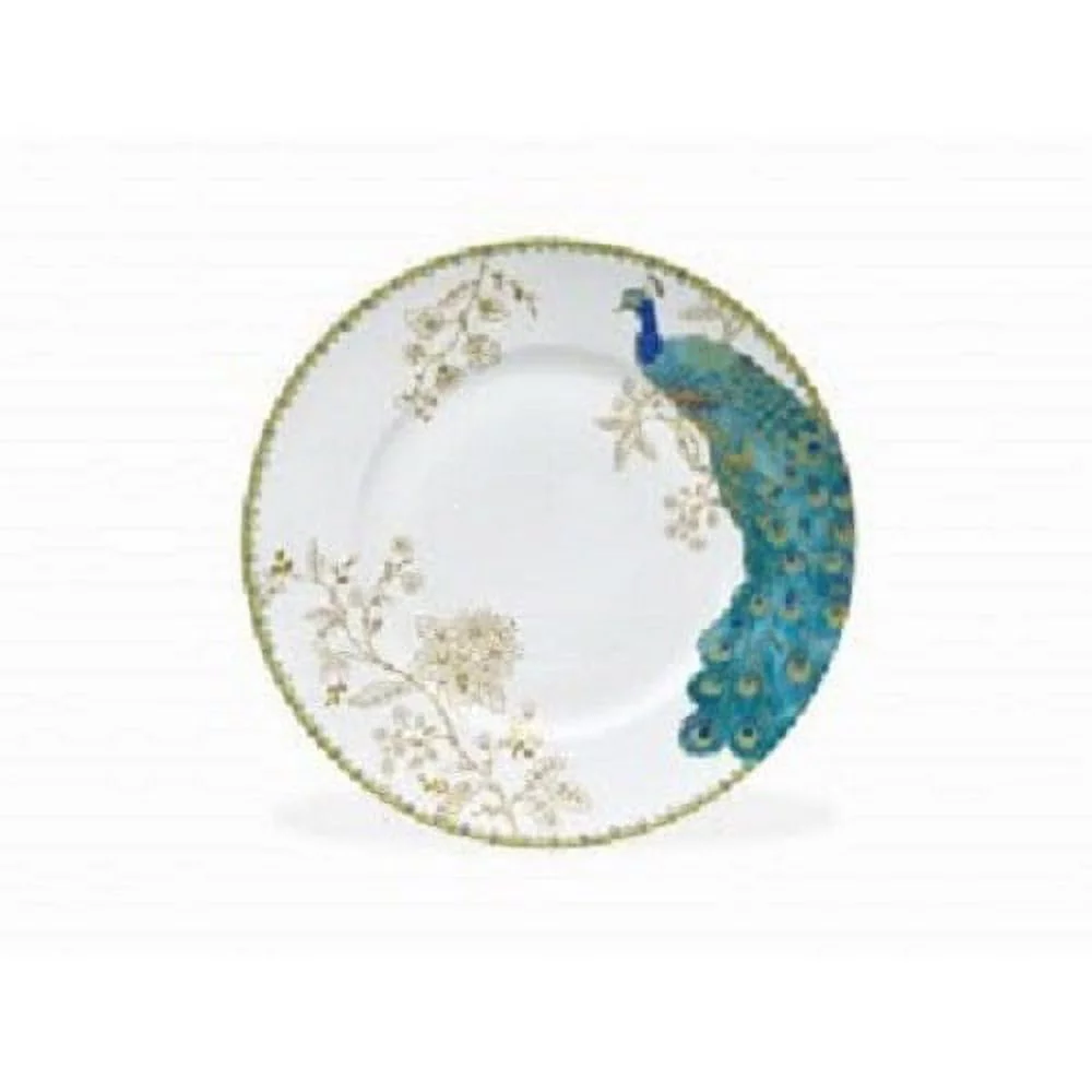 222 Fifth Peacock Garden Porcelain Dinnerware Set, 16-piece, Blue/Gold/White