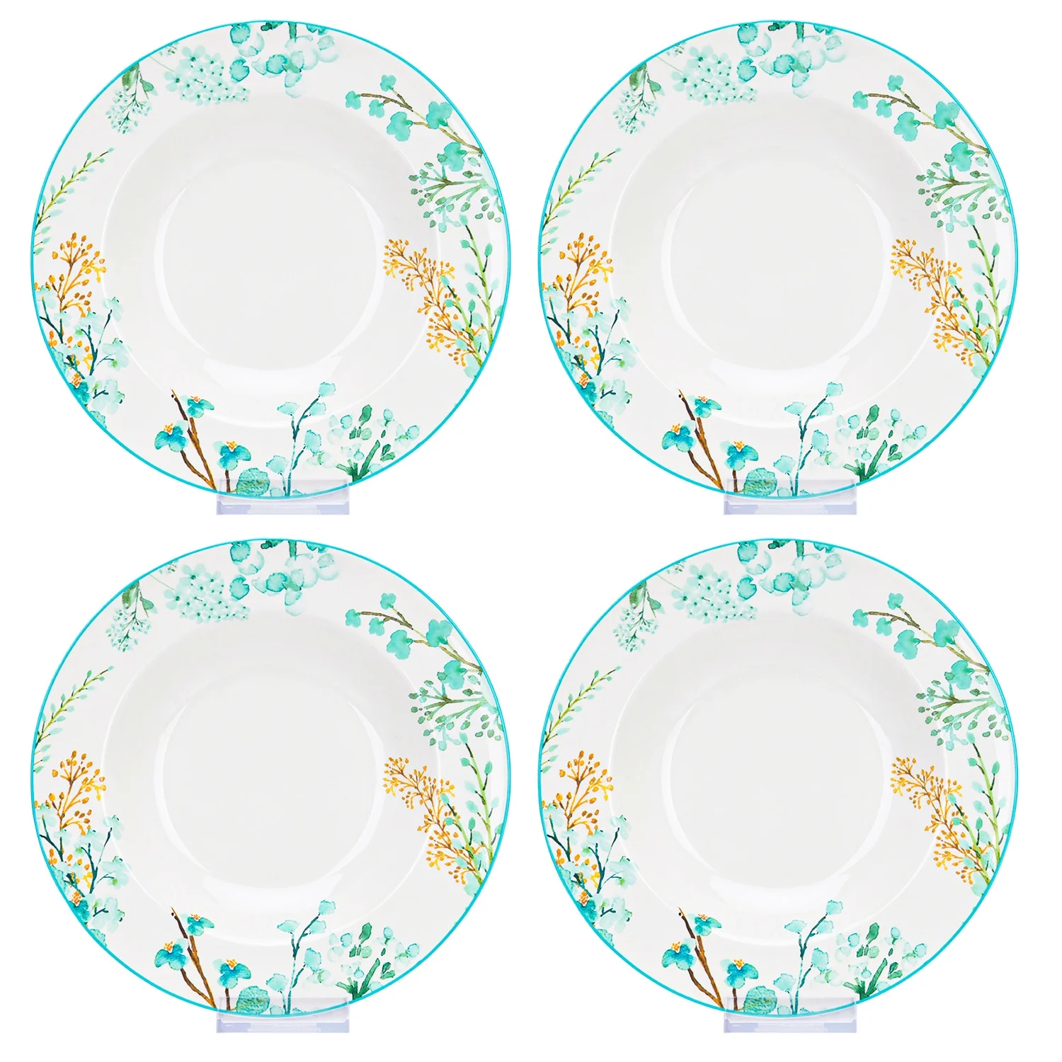Deep Plate Kitchen Plates Dinnerware Botanical Garden Soup Plate Set of 4 Dinner Plate Serving Plate 8.5