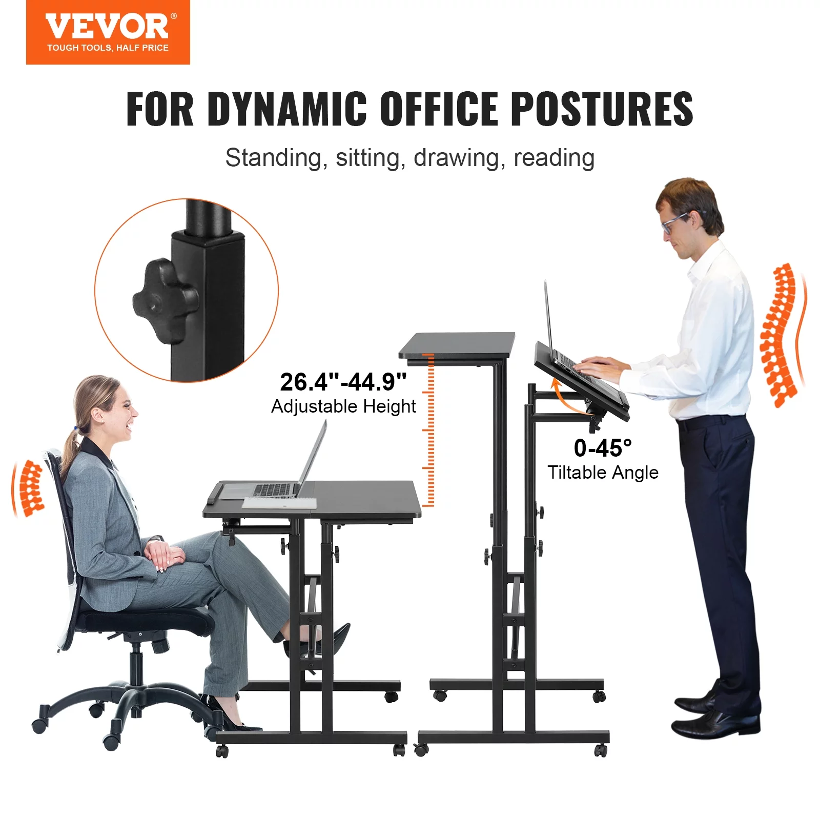 BENTISM Mobile Standing Desk, 26.4