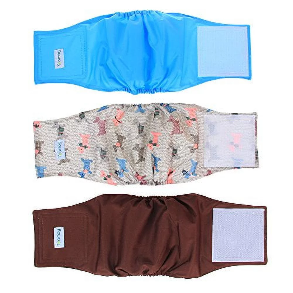 Teamoy Reusable Wrap Diapers for Male Dogs, Washable Puppy Belly Band Pack of 3 (M, 13