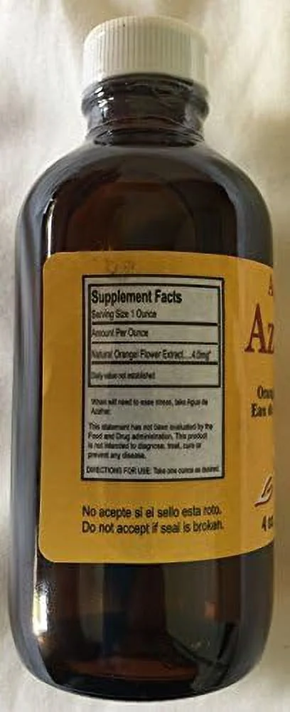 Agua De Azahar 4 Oz. Orange Flower-Blossom Water Drink Ease Stress Glass Bottle