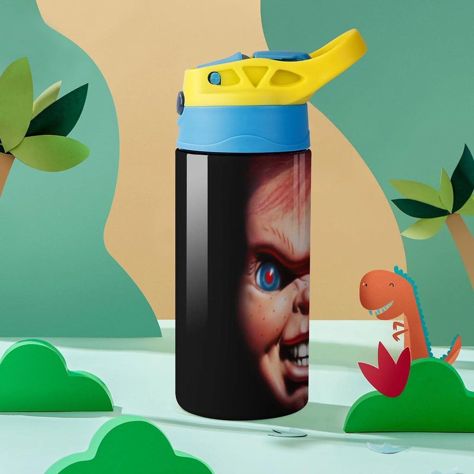 Chucky Scary Kid's Insulated Water Bottle With Straw Vacuum Stainless Steel Cup Leak-Proof Children Toddler Thermoses