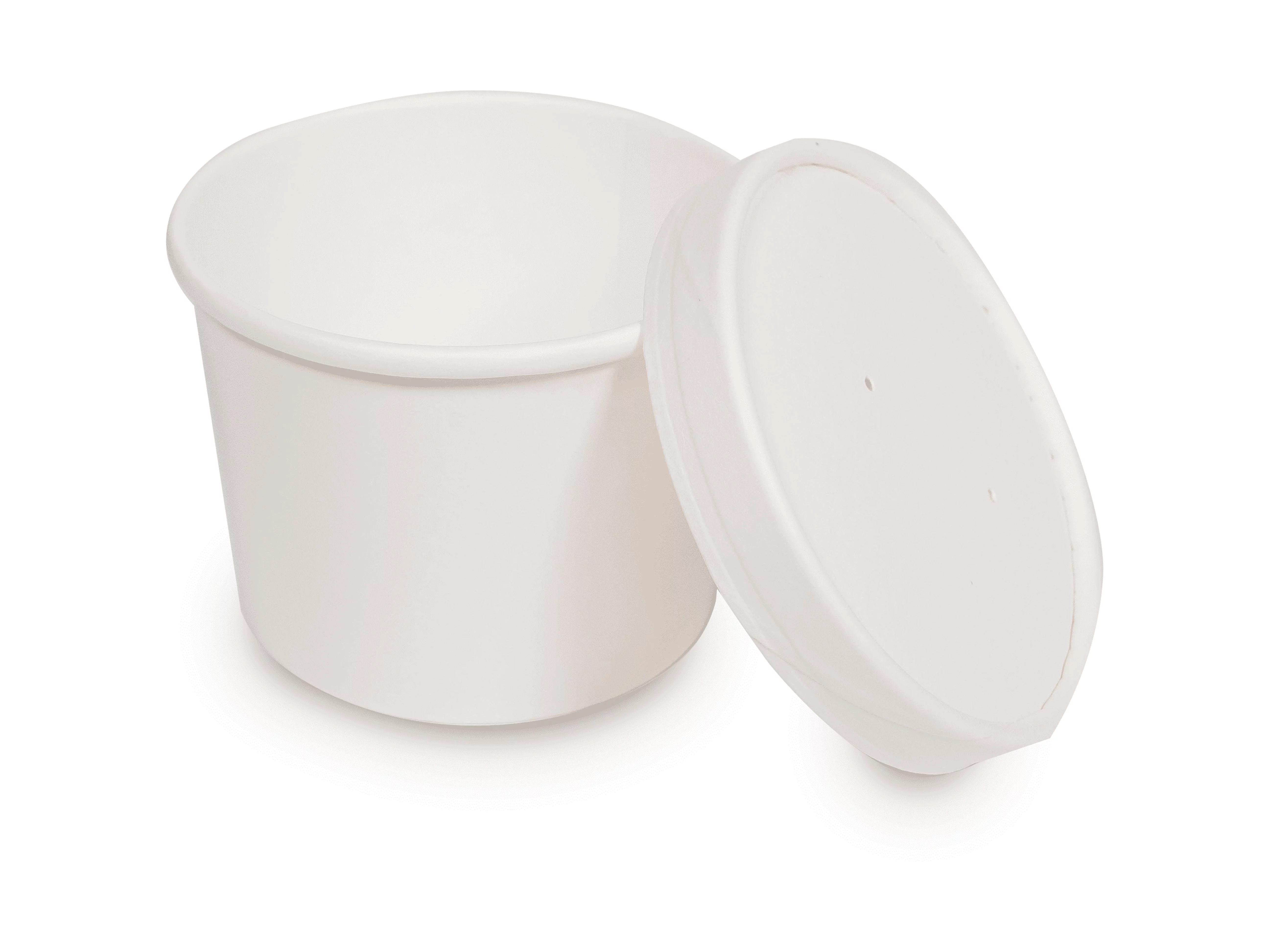 250 Sets White Paper Food Containers With Vented Lids, To Go Hot Soup Bowls, Disposable Ice Cream Cups