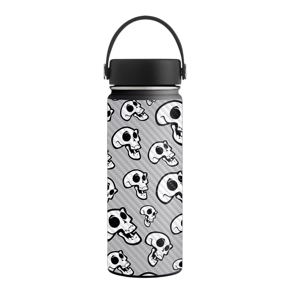 Carbon Fiber Skin Compatible With Hydro Flask 18 oz. Wide Mouth Sticker Design Design Laughing Skulls