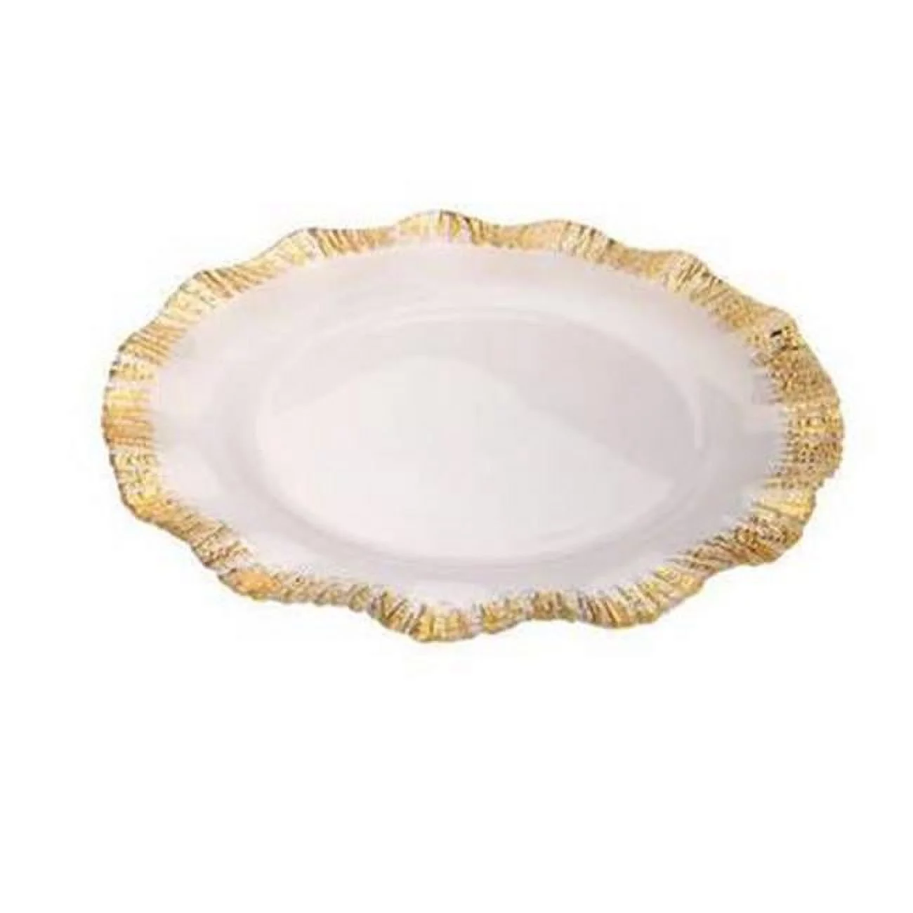 Classic Touch decor CCD619 12 in. Scalloped Chargers with Gold- Set of 4