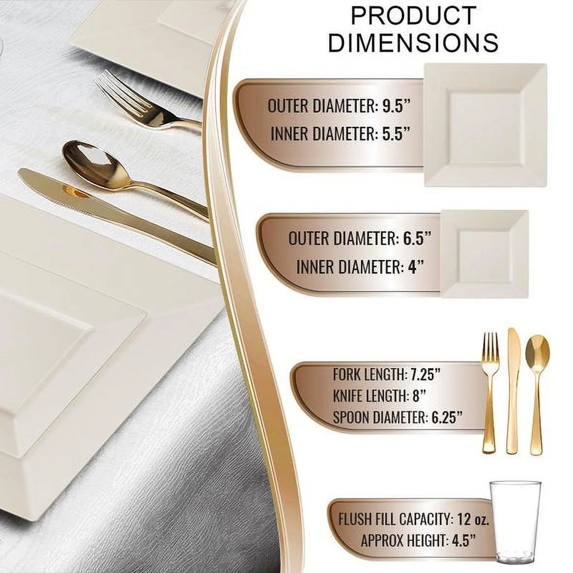 Smarty Ivory Square Plastic Wedding Value Set (60 Guests)