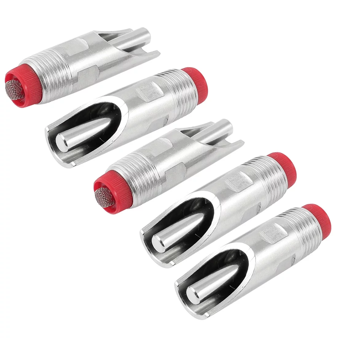 Unique Bargains Silver Tone Red 1/2 PT Pig Nipple Automatic Sheep Waterer Drinker 5 Pcs