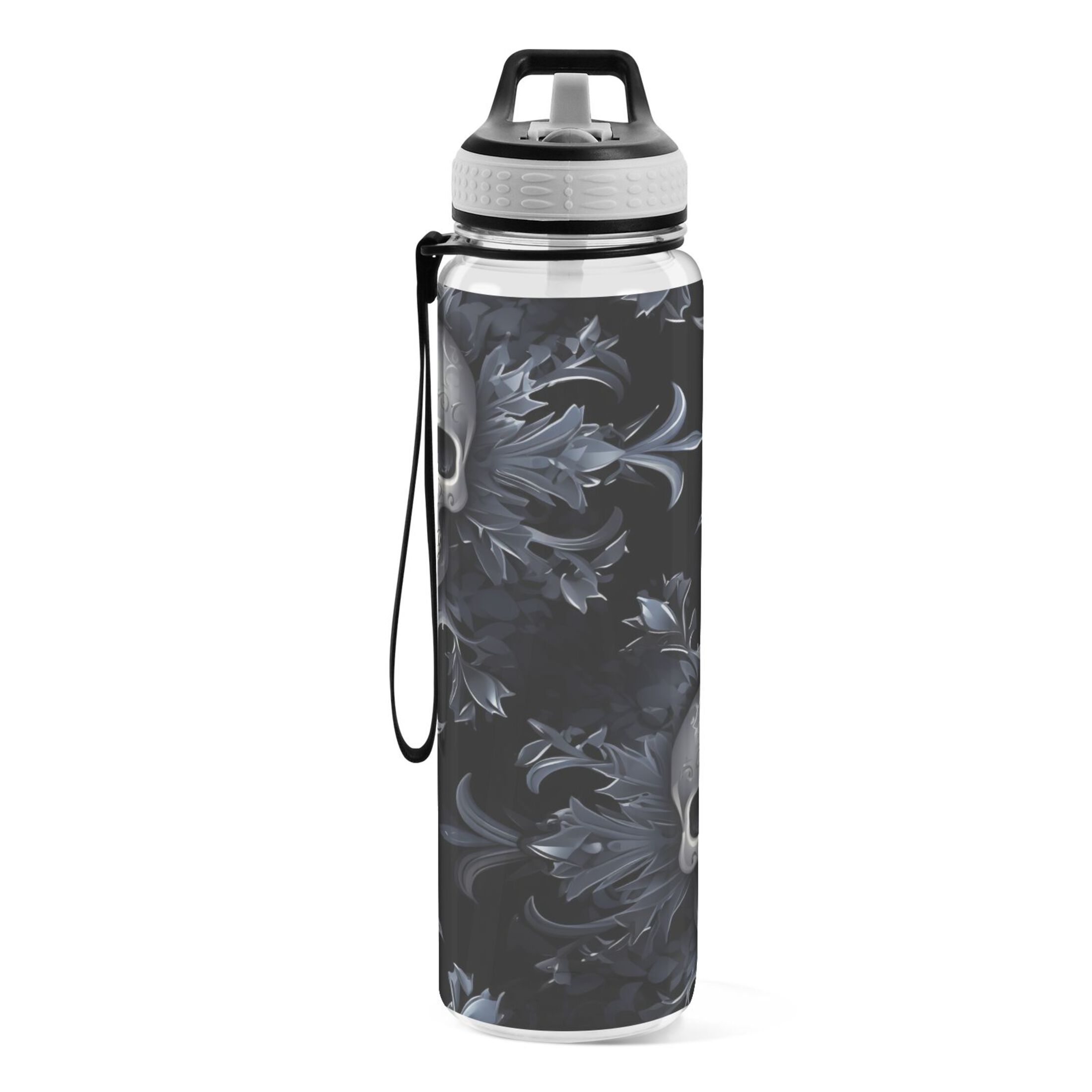 Skull Skeleton 32oz Sports Water Bottles Leakproof Tritan Bottle with Straw BPA Free Clear Bottle for Fitness Gym Outdoor Cycling