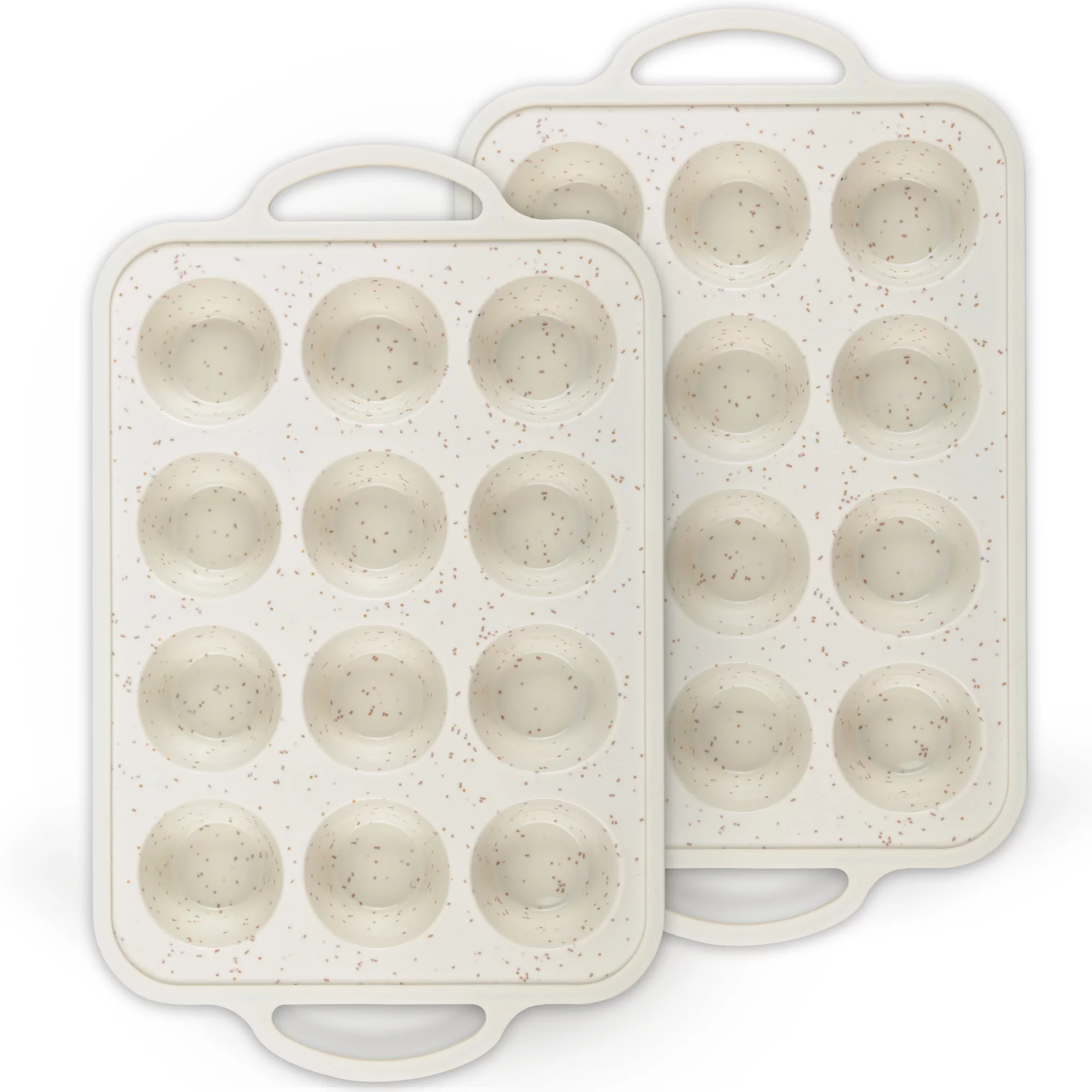 CAKETIME 2 Pcs Non-Stick Silicone Muffin Cupcake Pan, 12 Cup Regular Muffin Baking Mold With Reinforced Stainless Steel Frame Inside