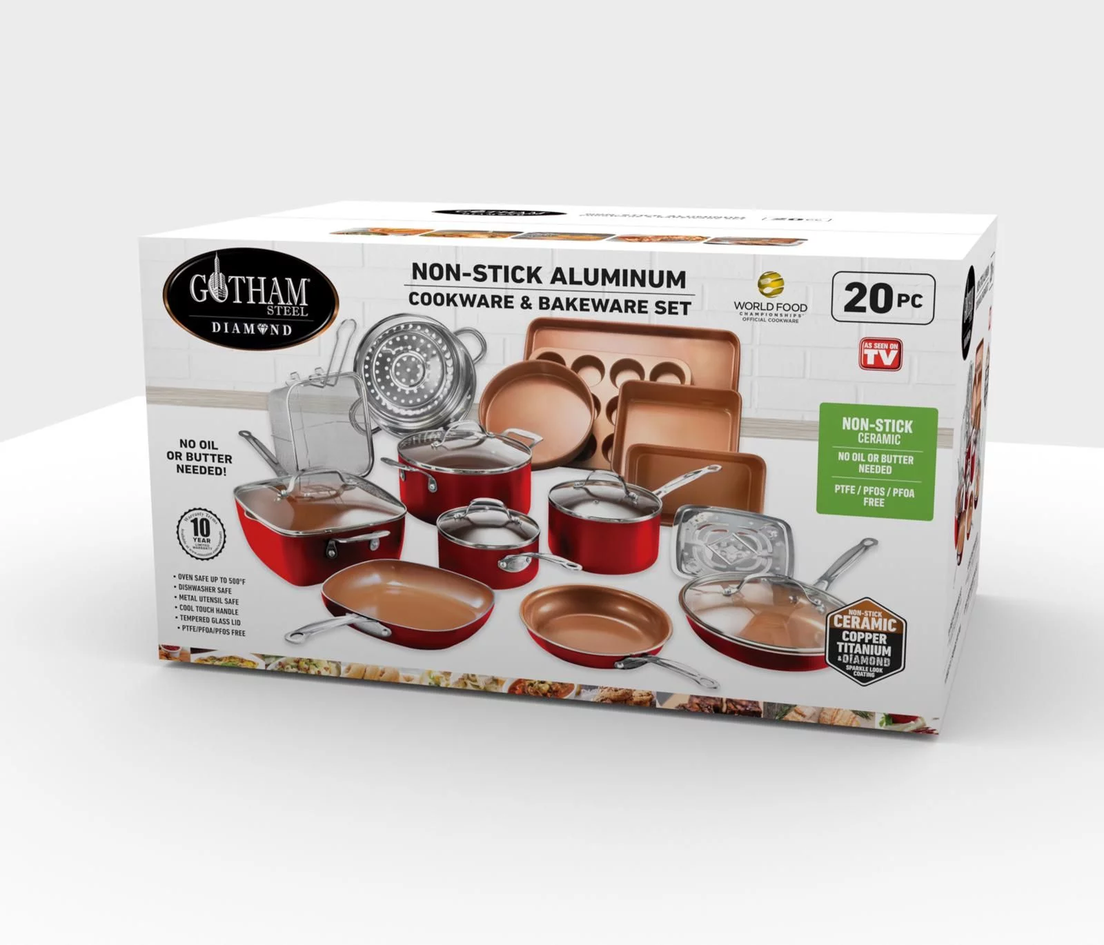 Gotham Steel 20 Piece Nonstick Pots and Pans Set including Bakeware, Nonstick Cookware Set