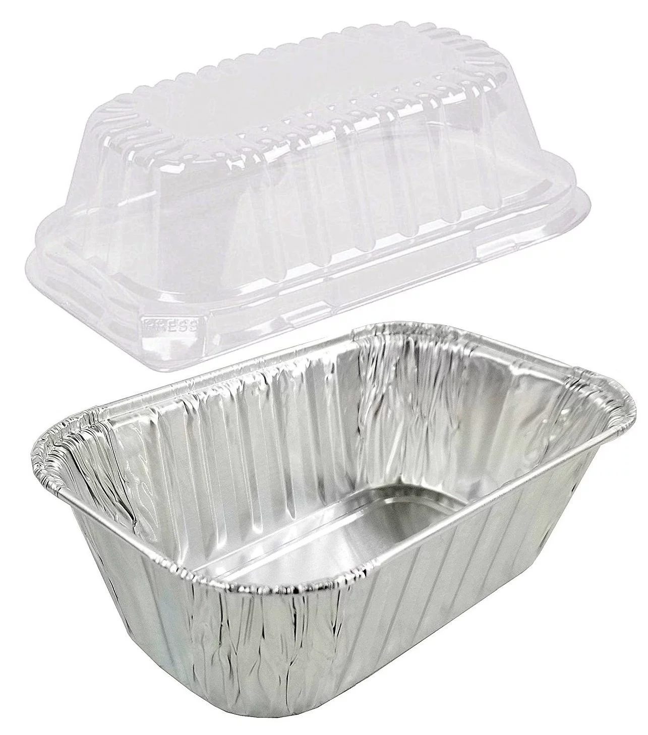 1 lb. Aluminum Foil Small Mini-Loaf Bread Pan w/Clear Dome Lid (Pack of 50 Sets)