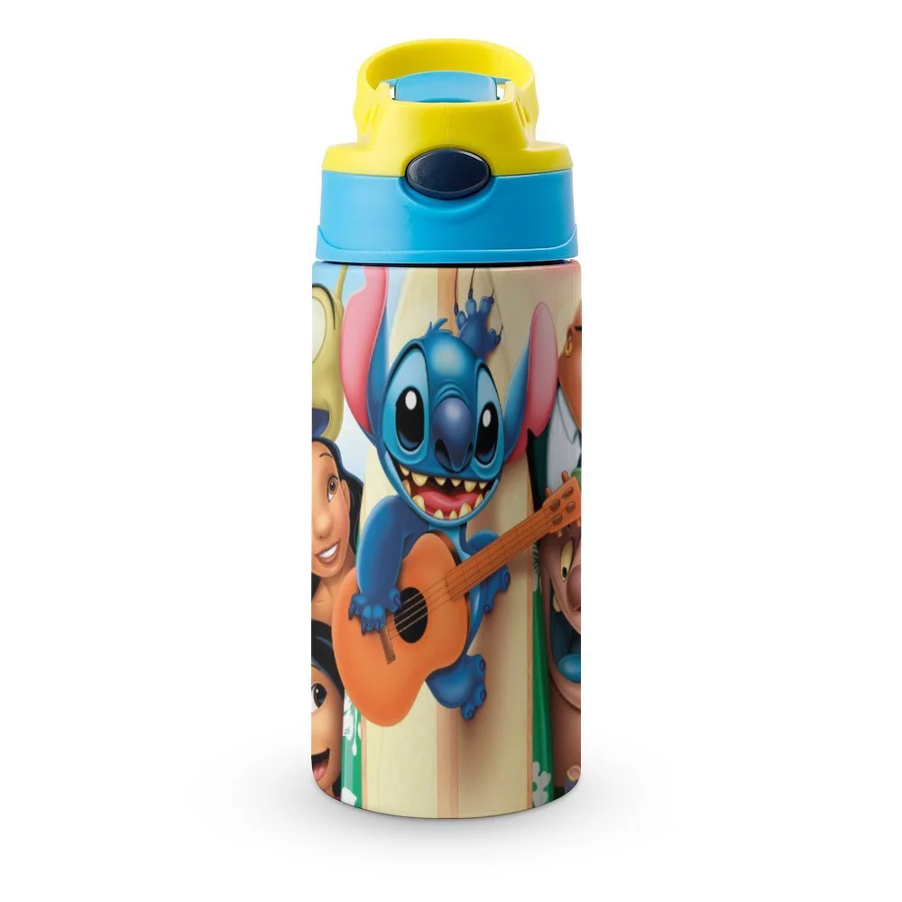Stitch Music Children's Water Bottle Vacuum Insulated Stainless Steel Cup With Straw Toddler Thermoses