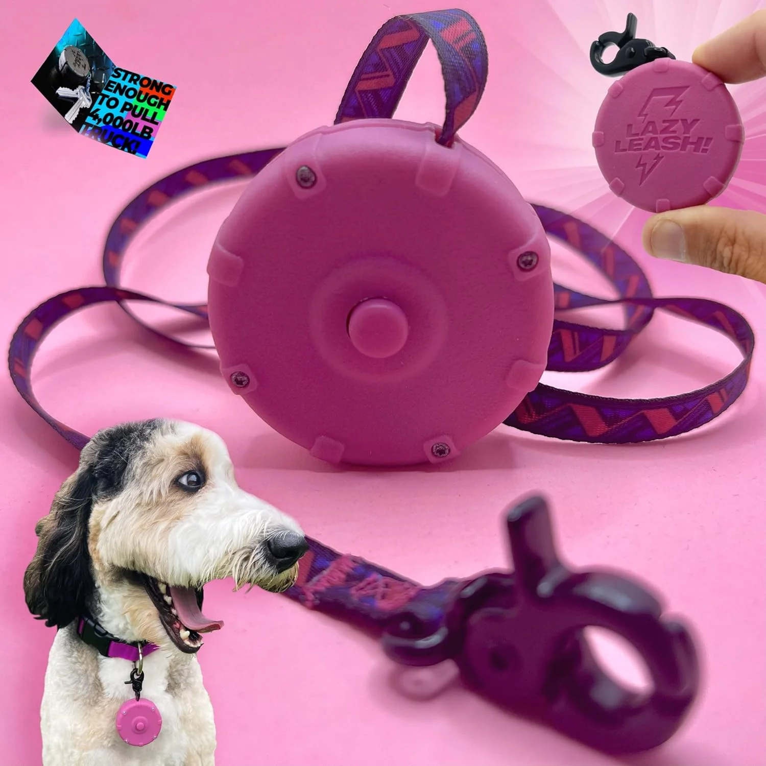 Pink + Free Bonus Leash! Wearable Mini Adjustable Dog Leash for Hiking, Training & Adventure. 36
