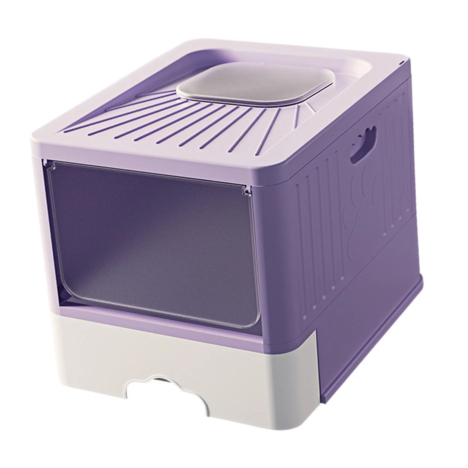 Foldable Cat Litter Box Anti-splashing High Sides Easy Clean Durable Cat Toilet Violet